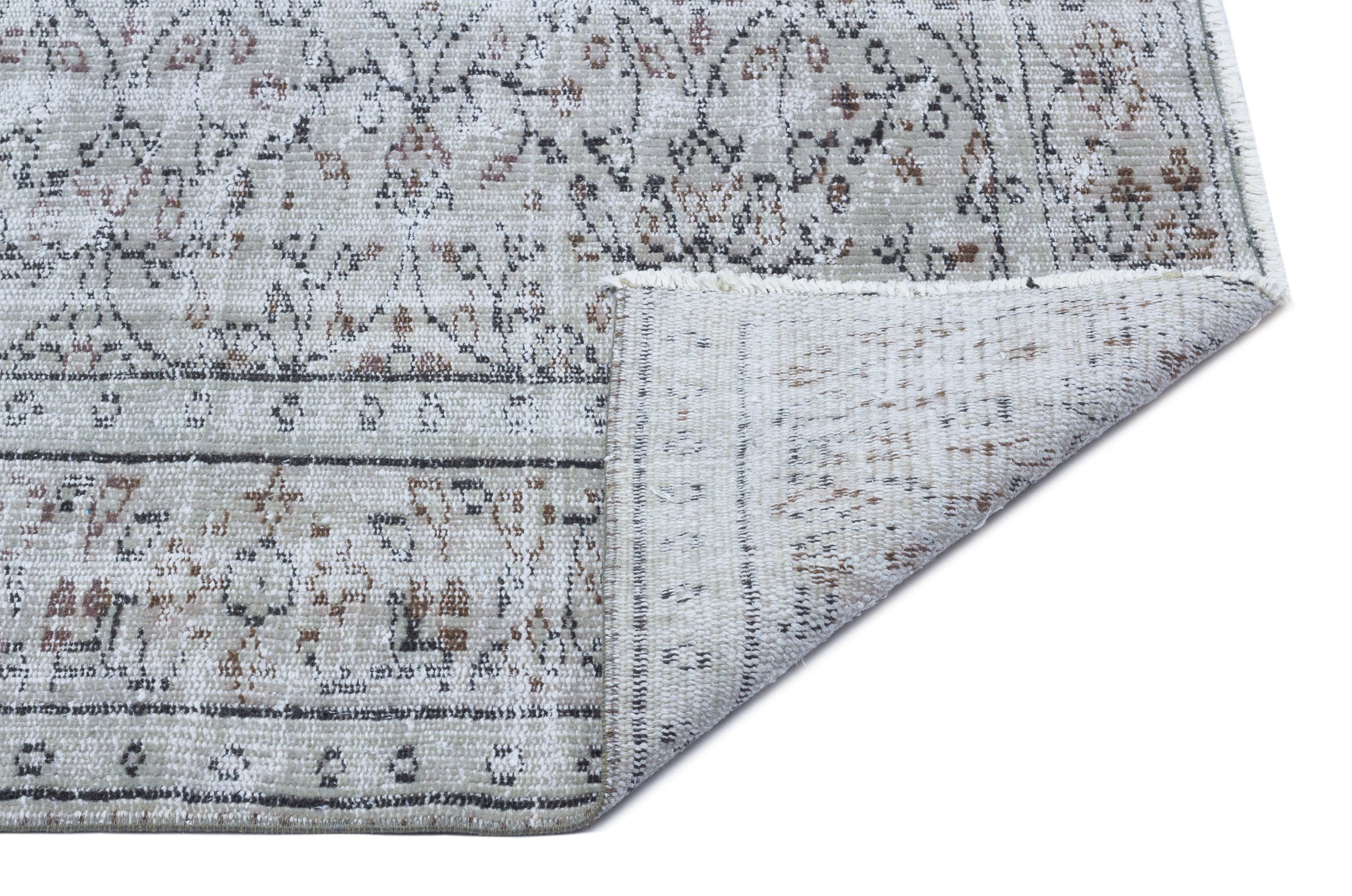 Atina Grey Vintage Wool Handmade Area Rug 5'10" x 8'6"
