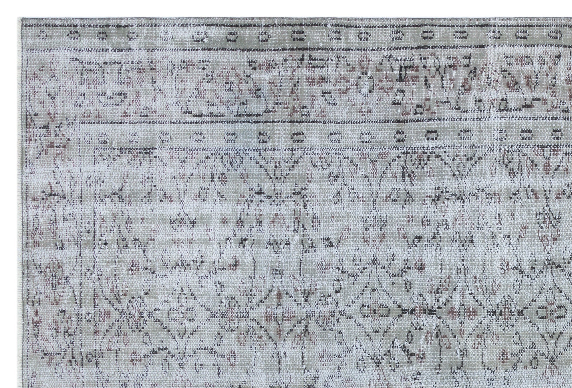 Atina Grey Vintage Wool Handmade Area Rug 5'10" x 8'6"
