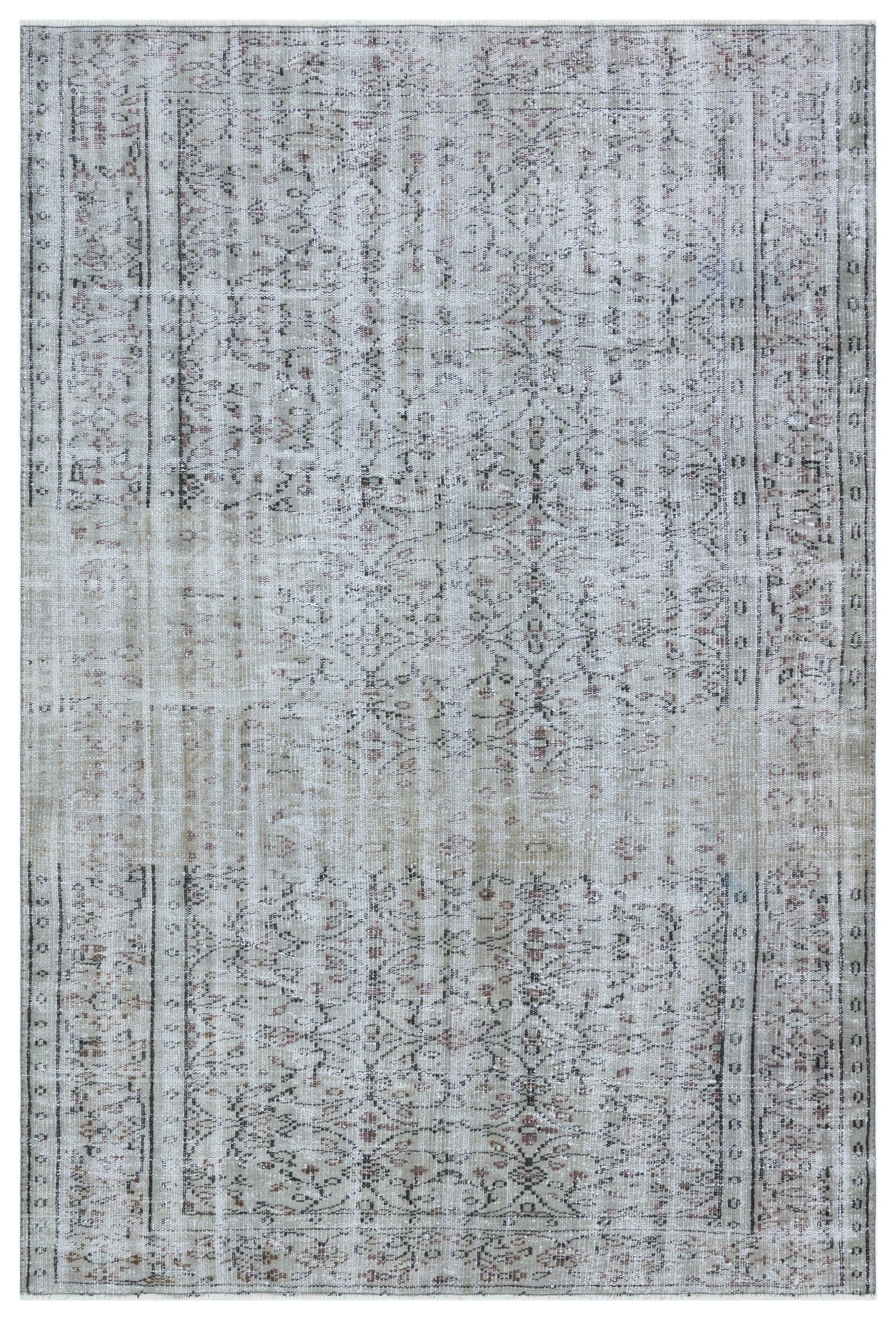Atina Grey Vintage Wool Handmade Area Rug 5'10" x 8'6"