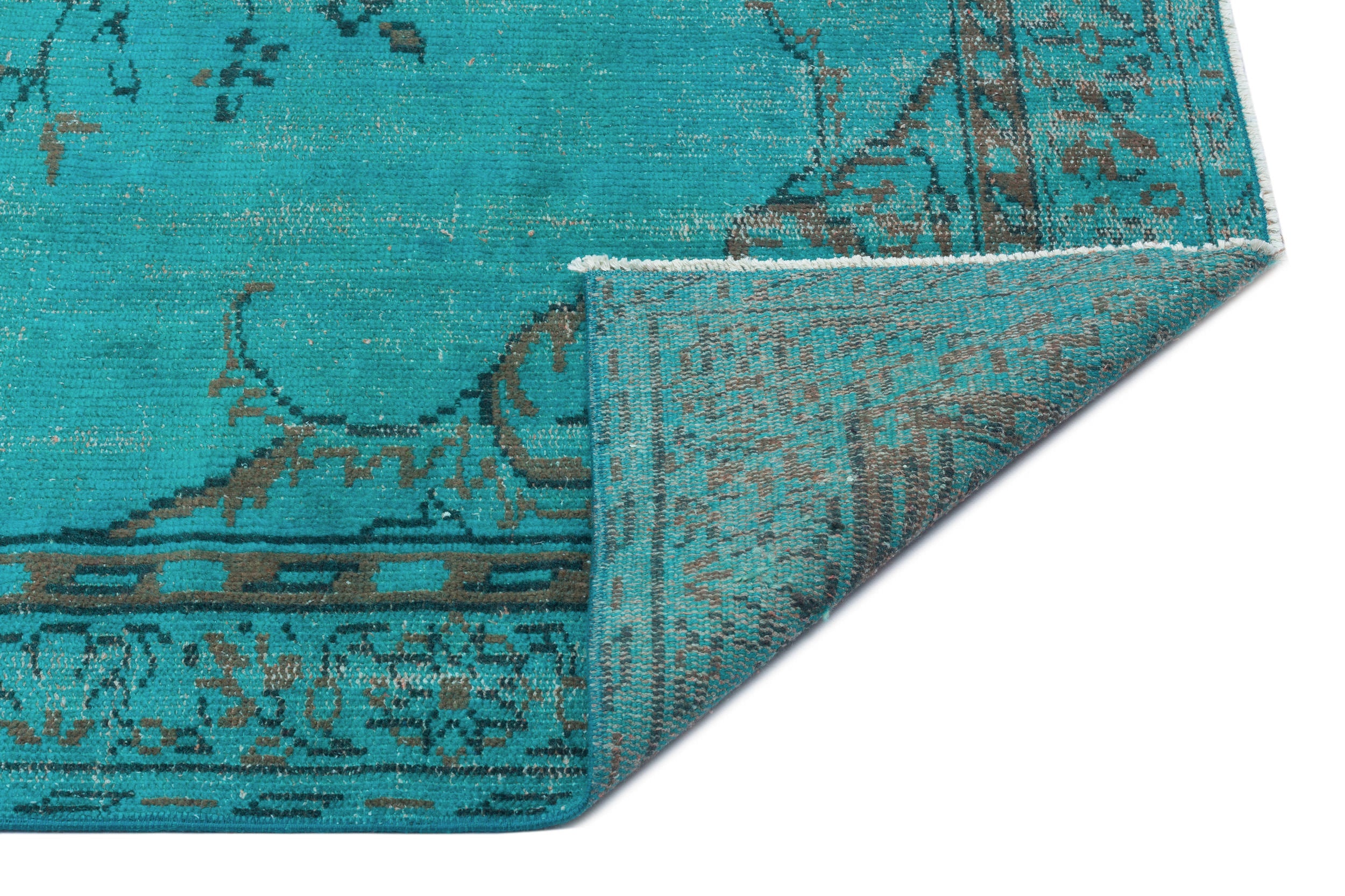 Atina Turquoise Vintage Wool Handmade Area Rug 4'11" x 8'1"