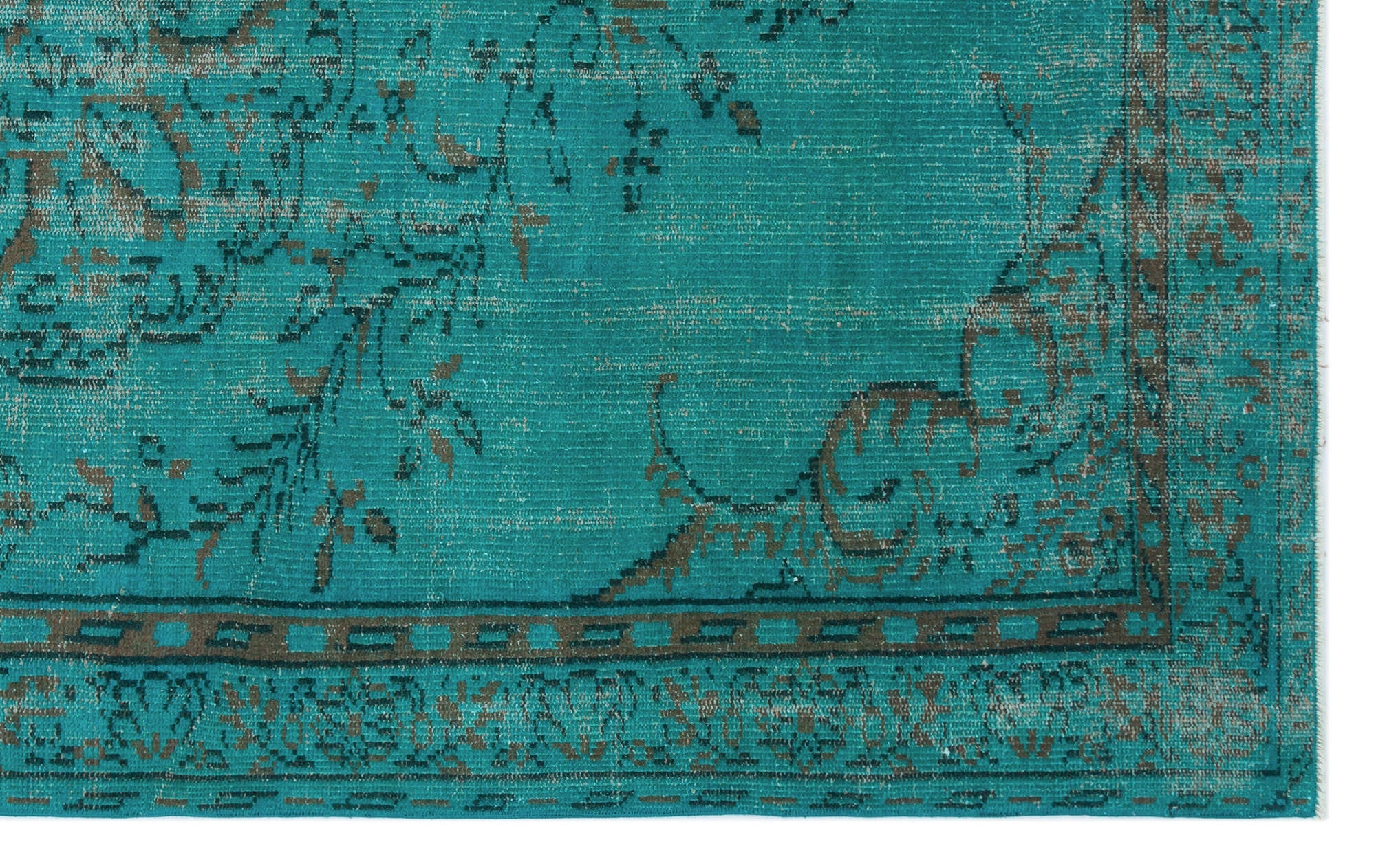 Atina Turquoise Vintage Wool Handmade Area Rug 4'11" x 8'1"