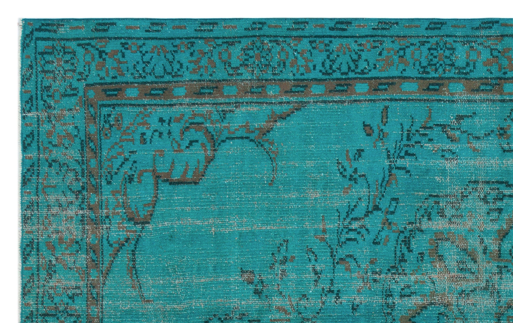 Atina Turquoise Vintage Wool Handmade Area Rug 4'11" x 8'1"