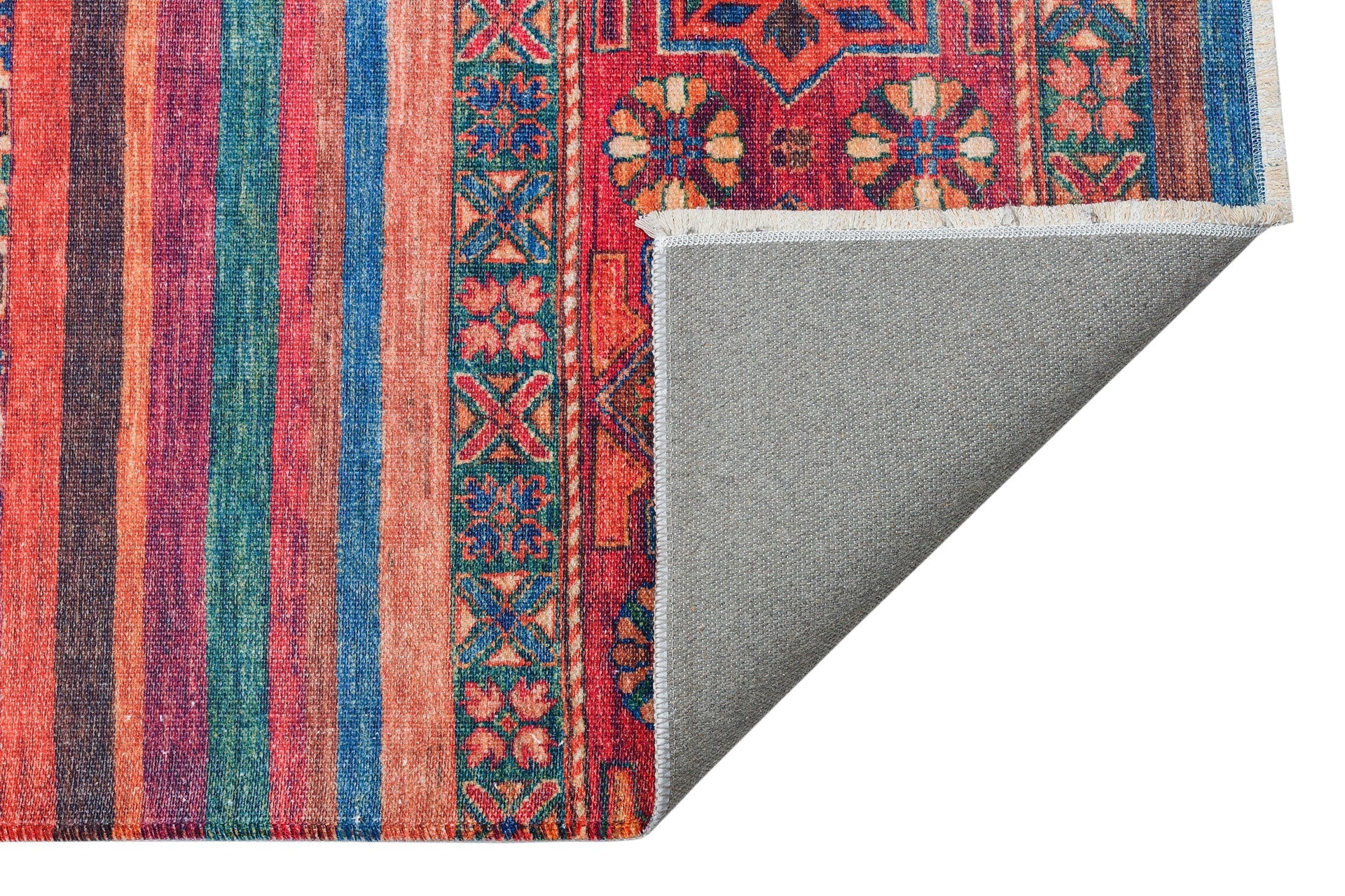 Red Striped Kilim - Modern Patterned Rug | Soft Texture Washable Carpet