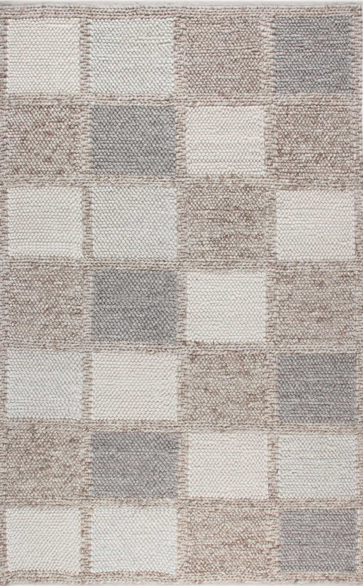 Hand-Knitted Rug – Beige Geometric Area Rug | Natural Fiber Carpet, Soft Texture