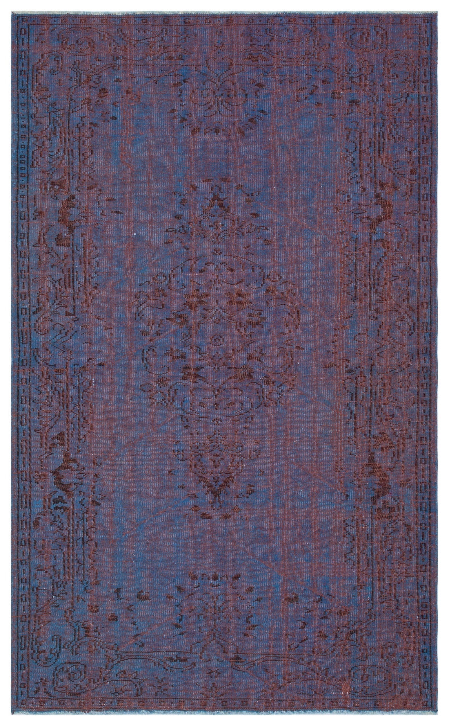 Atina Blue Vintage Wool Handmade Area Rug 5'0" x 8'2"