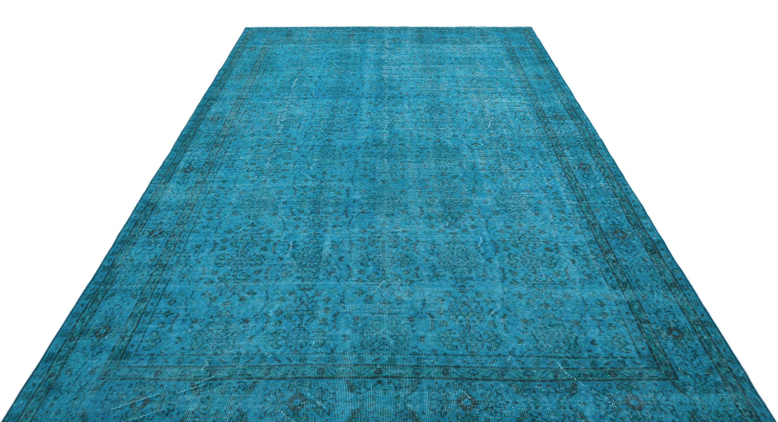 Atina Turquoise Vintage Wool Handmade Area Rug 6'11" x 10'4"
