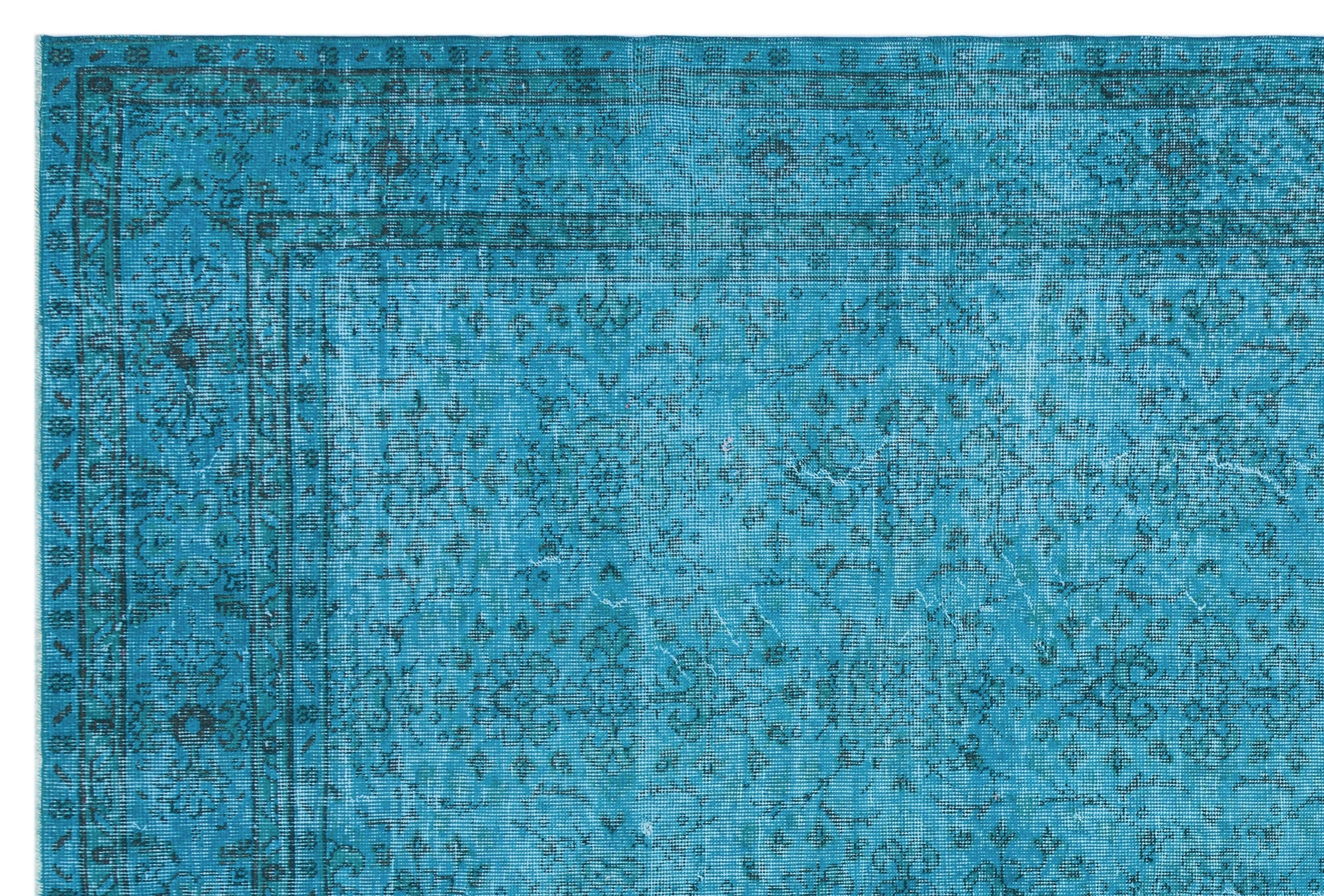 Atina Turquoise Vintage Wool Handmade Area Rug 6'11" x 10'4"