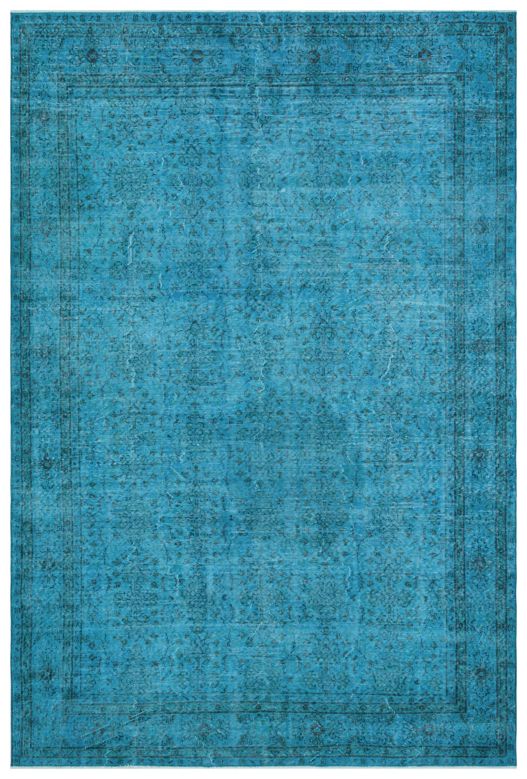 Atina Turquoise Vintage Wool Handmade Area Rug 6'11" x 10'4"
