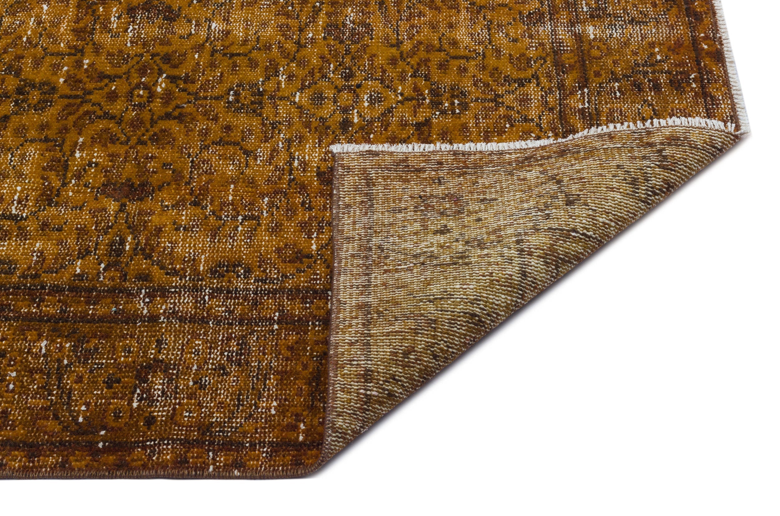 Atina Brown Vintage Wool Handmade Area Rug 5'2" x 8'6"