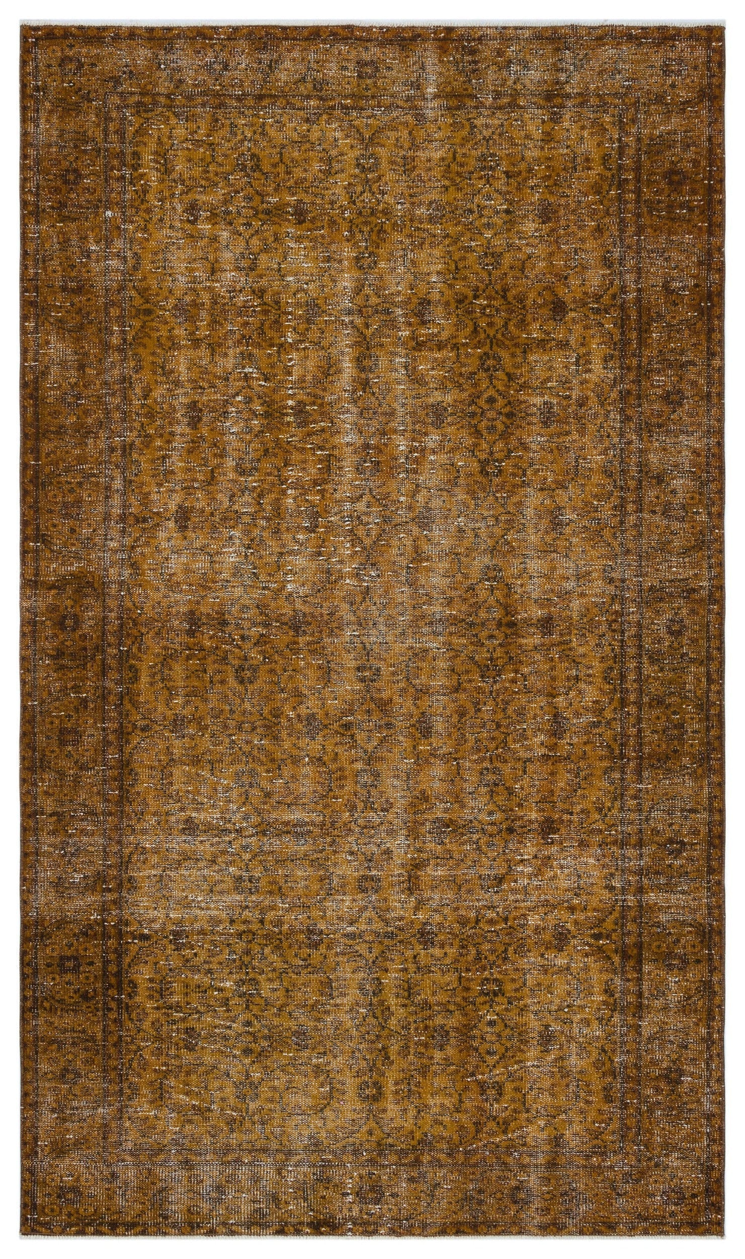 Atina Brown Vintage Wool Handmade Area Rug 5'2" x 8'6"