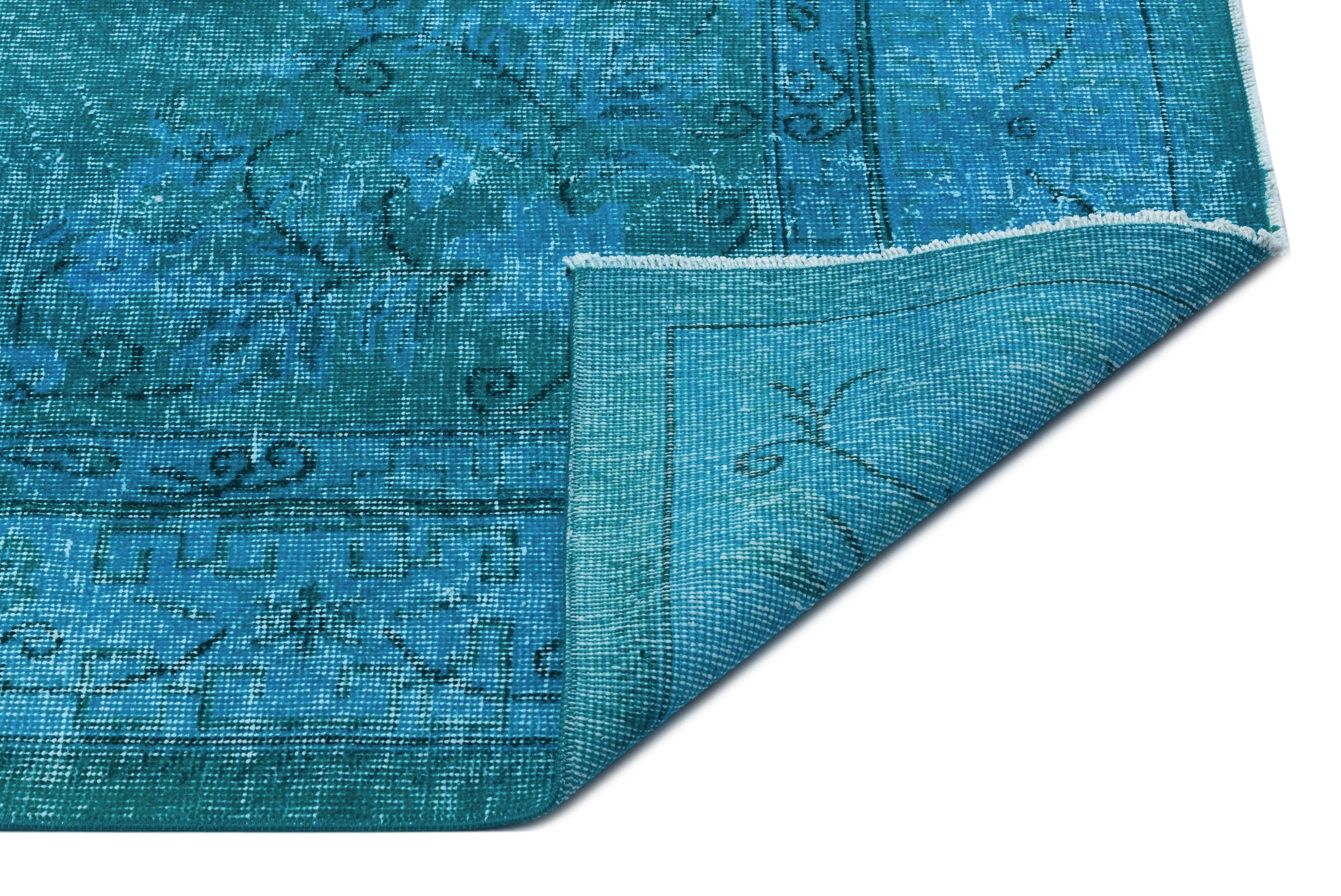 Atina Turquoise Vintage Wool Handmade Area Rug 6'10" x 9'10"