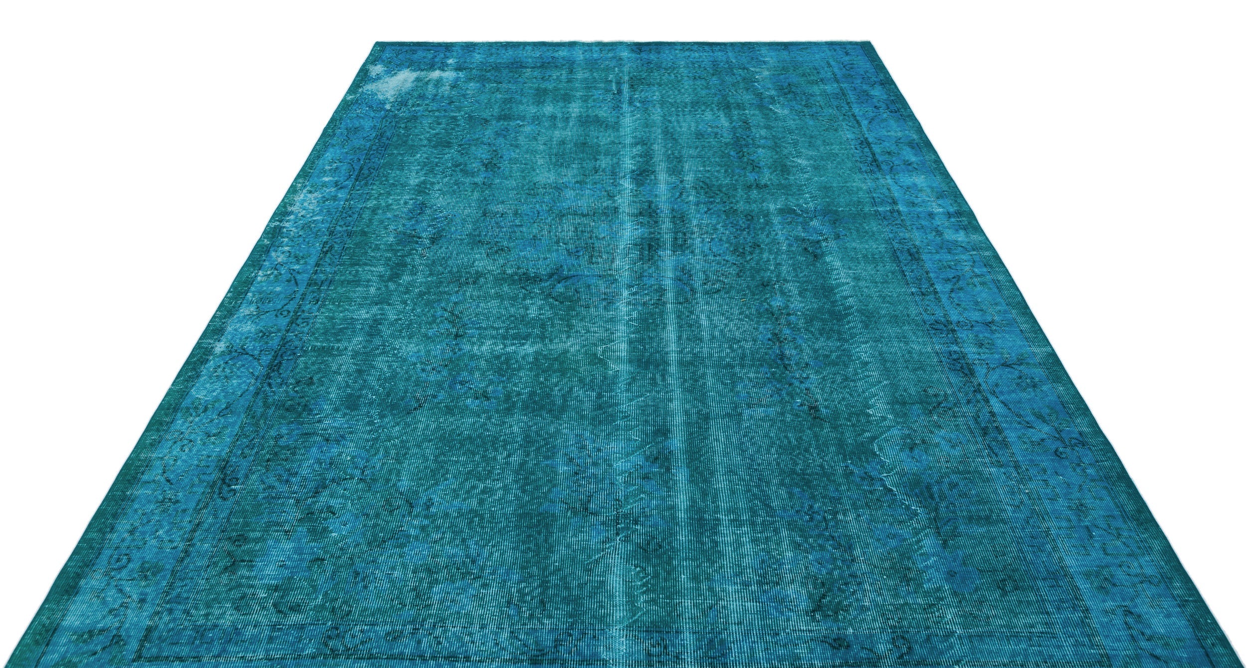 Atina Turquoise Vintage Wool Handmade Area Rug 6'10" x 9'10"