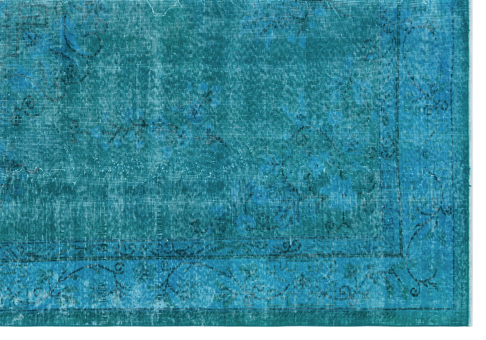 Atina Turquoise Vintage Wool Handmade Area Rug 6'10" x 9'10"