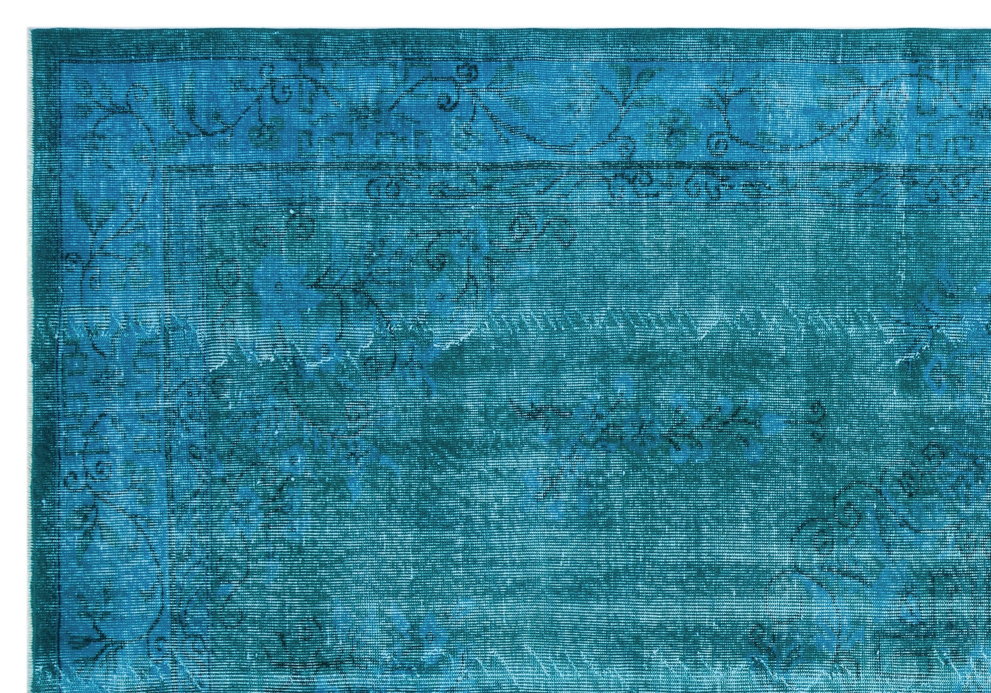 Atina Turquoise Vintage Wool Handmade Area Rug 6'10" x 9'10"