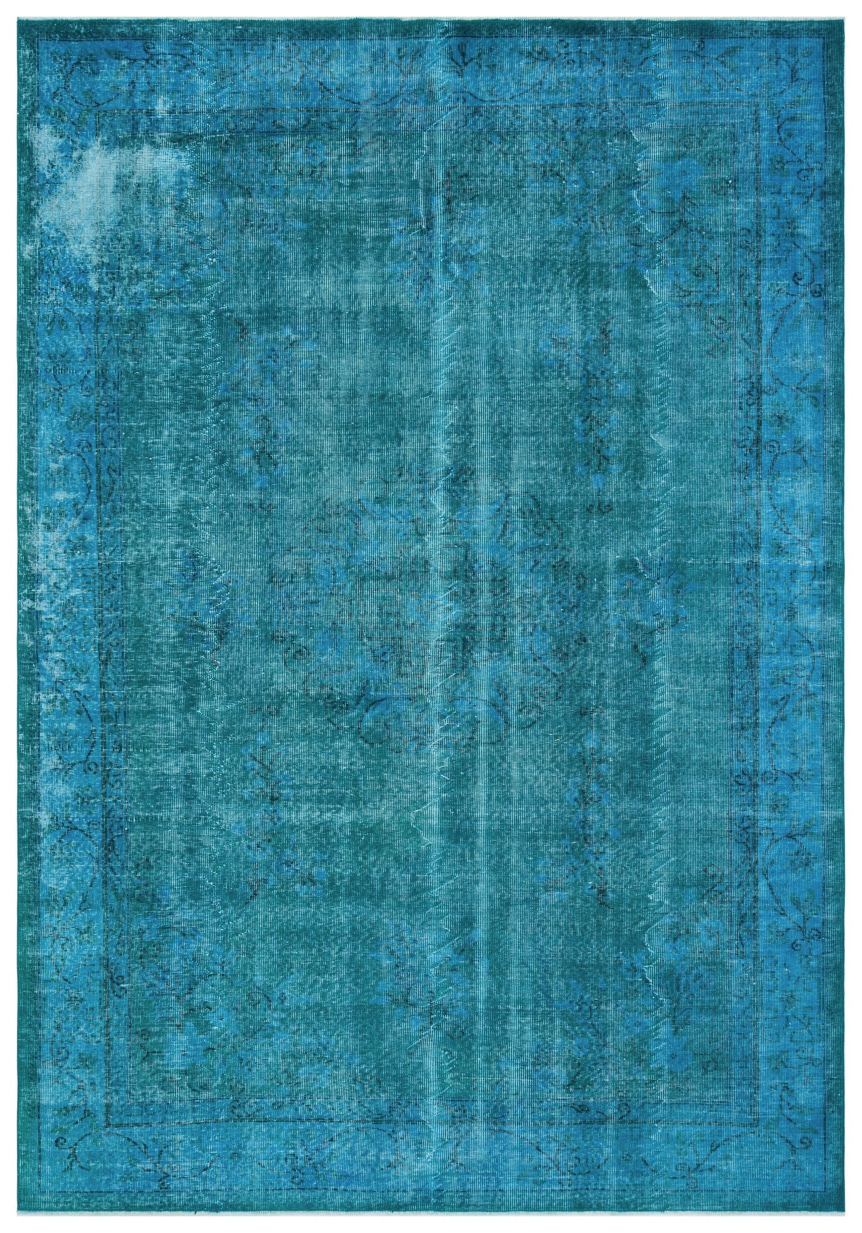 Atina Turquoise Vintage Wool Handmade Area Rug 6'10" x 9'10"