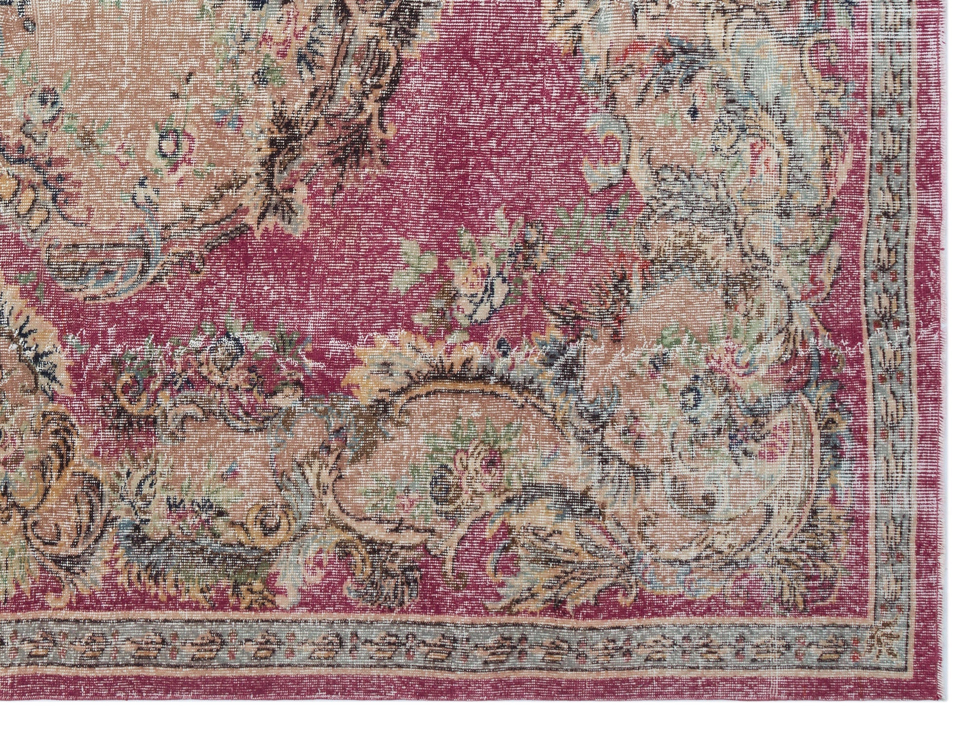 Atina Cream Vintage Wool Handmade Area Rug 7'0" x 9'6"