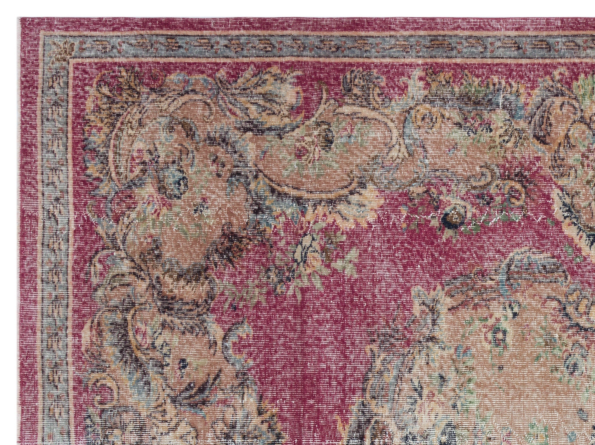 Atina Cream Vintage Wool Handmade Area Rug 7'0" x 9'6"