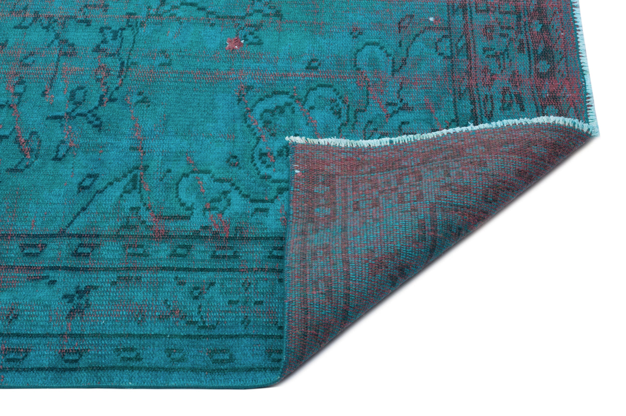 Atina Turquoise Vintage Wool Handmade Area Rug 4'11" x 7'9"