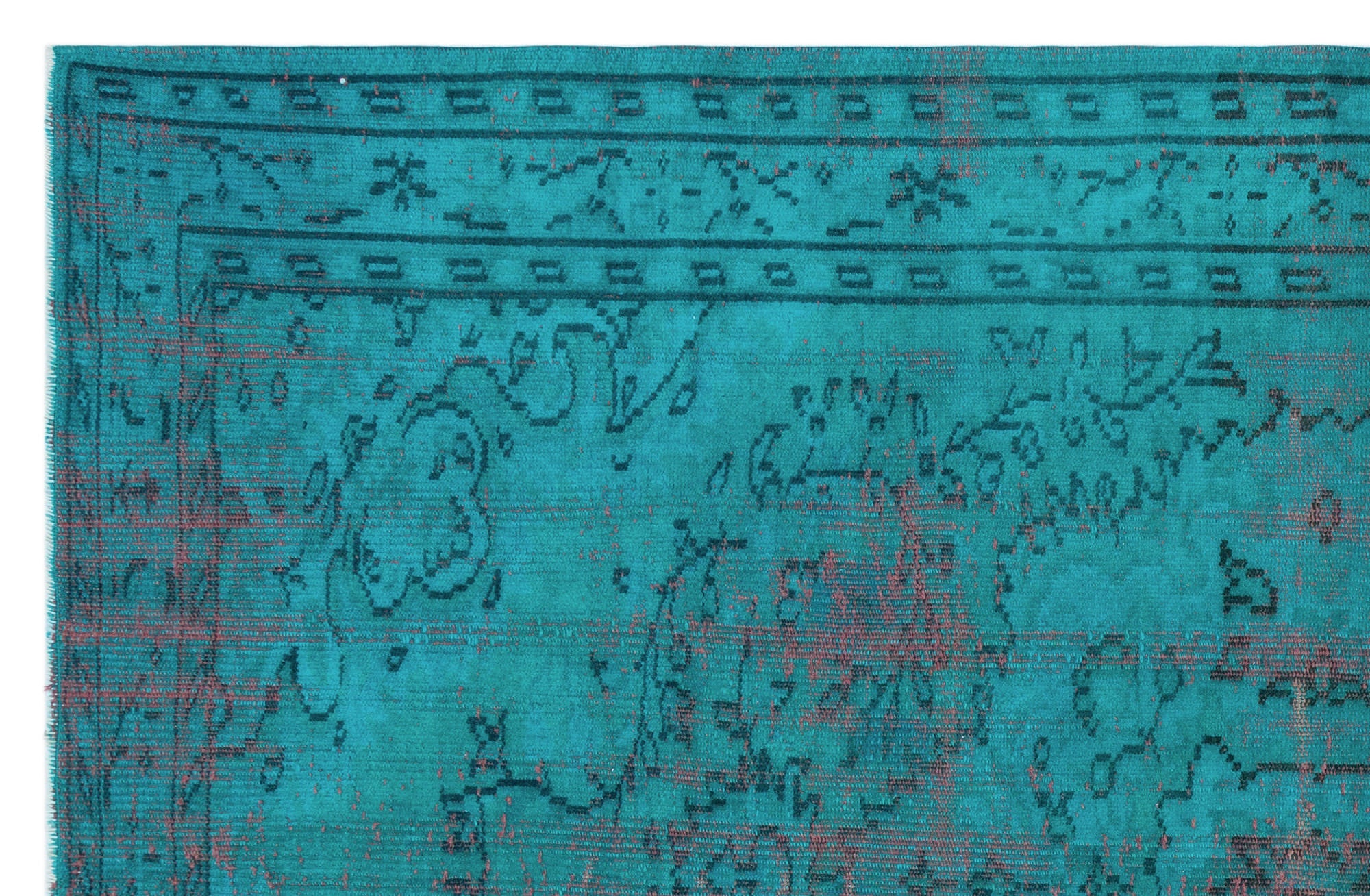 Atina Turquoise Vintage Wool Handmade Area Rug 4'11" x 7'9"
