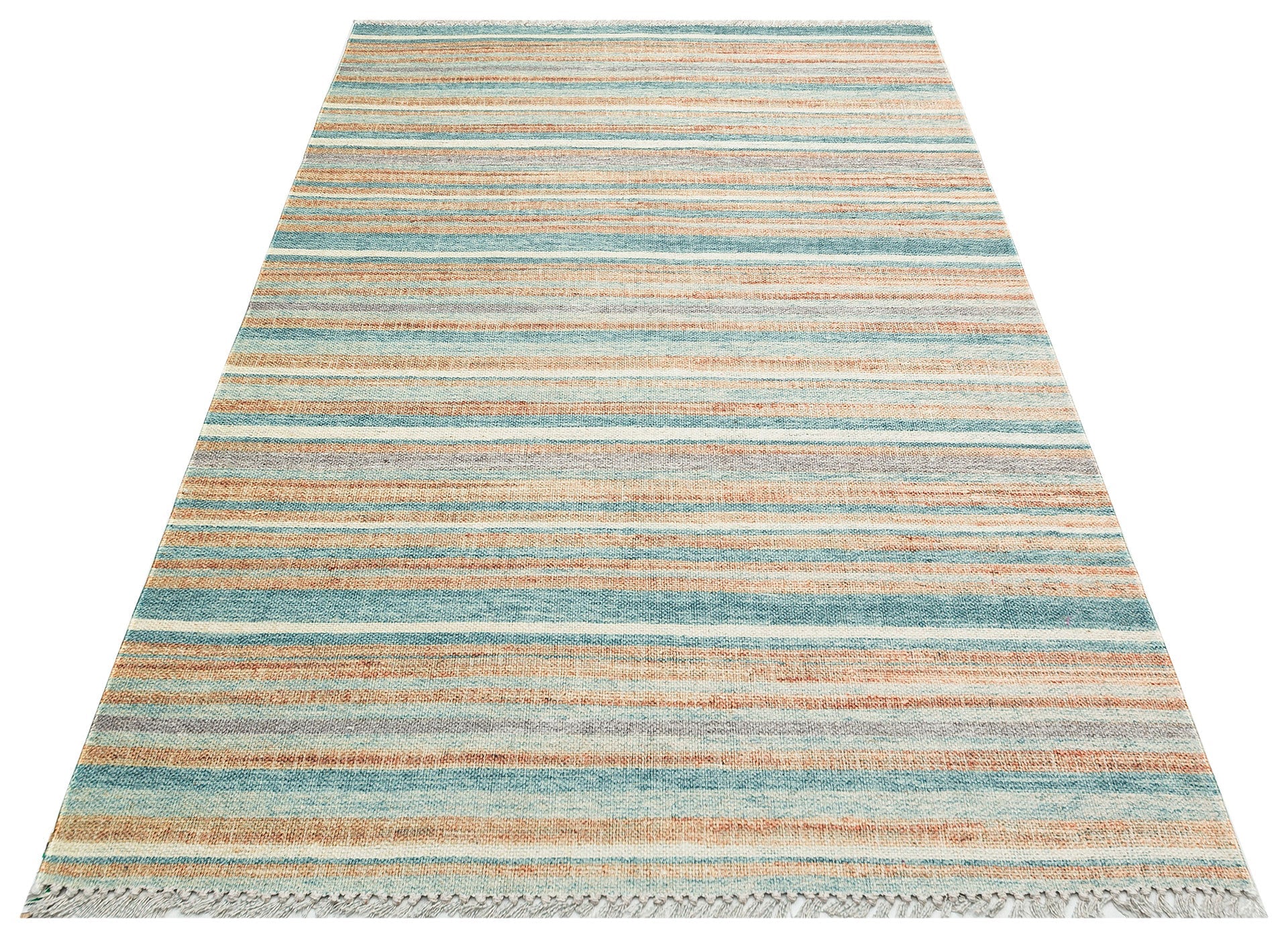 Blue Striped Cotton Kilim – Washable Cotton Rug | Double Sided, Fluff Resistant