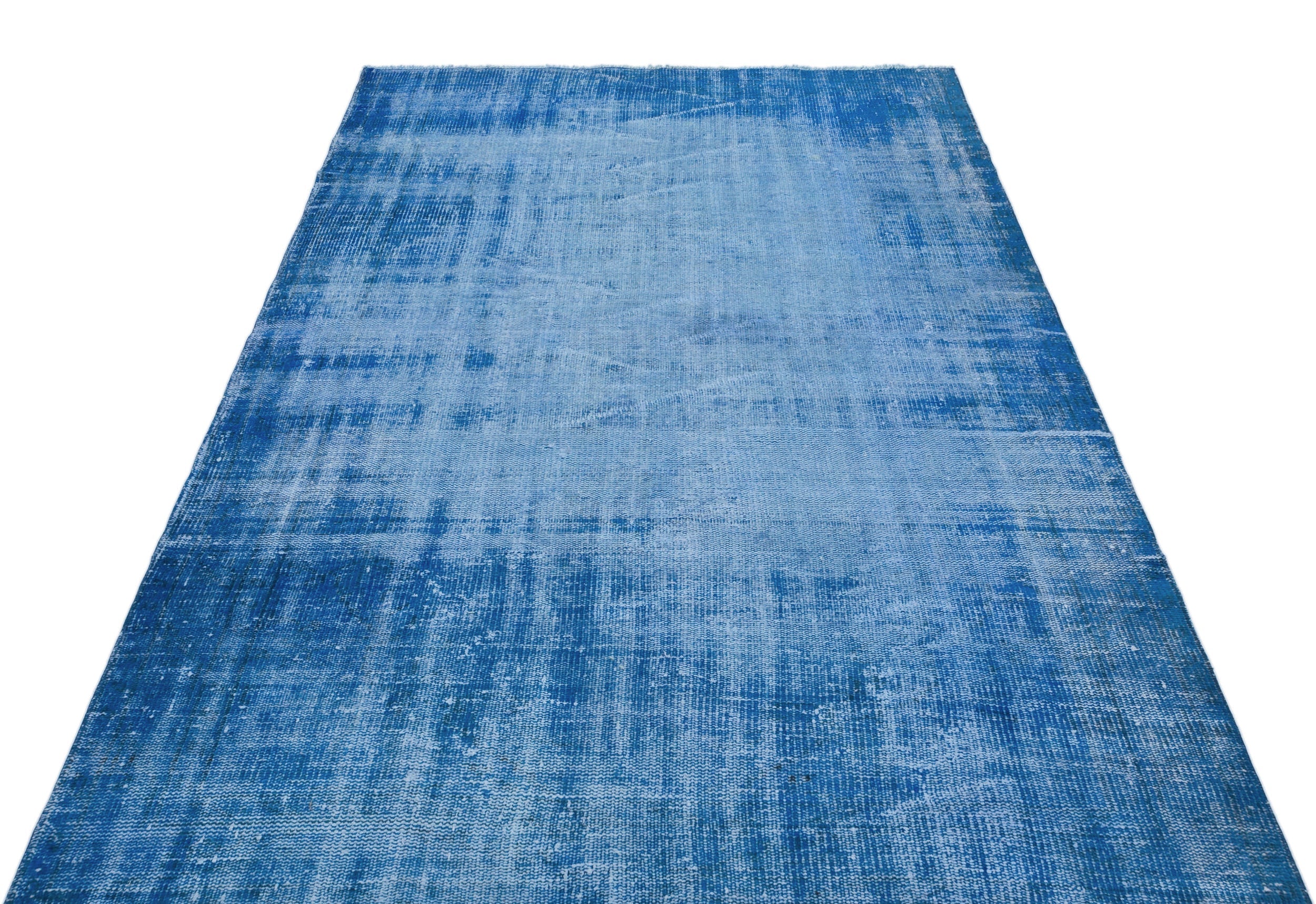Vintage Wool Rug - Handmade Blue Wool Carpet 4'11" x 7'11" Area Rug