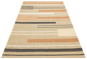 Beige Cotton Kilim - Striped Kilim Rug | Modern Woven Cotton Rug, Non Slip