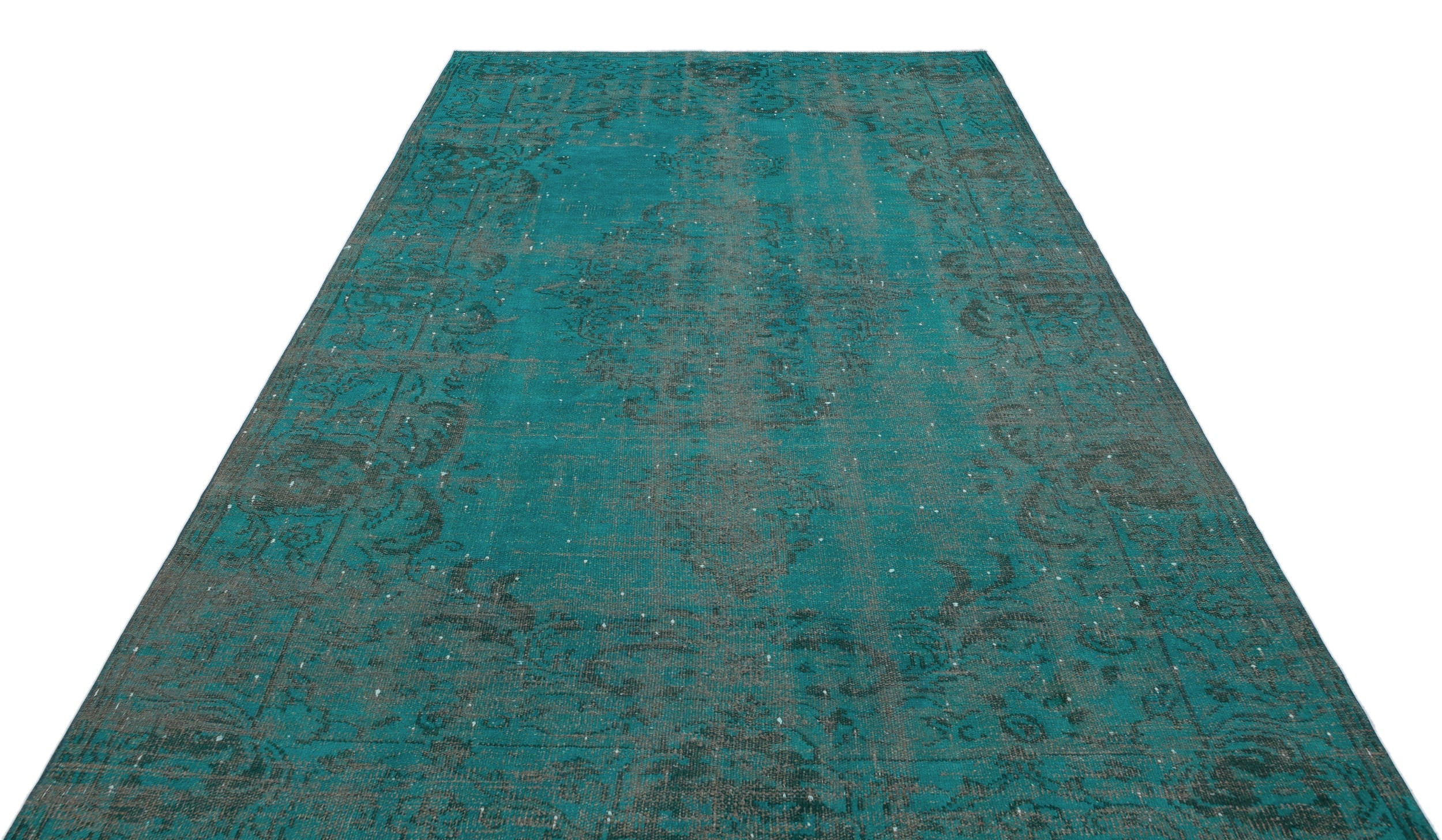 Atina Turquoise Vintage Wool Handmade Area Rug 6'2" x 9'4"