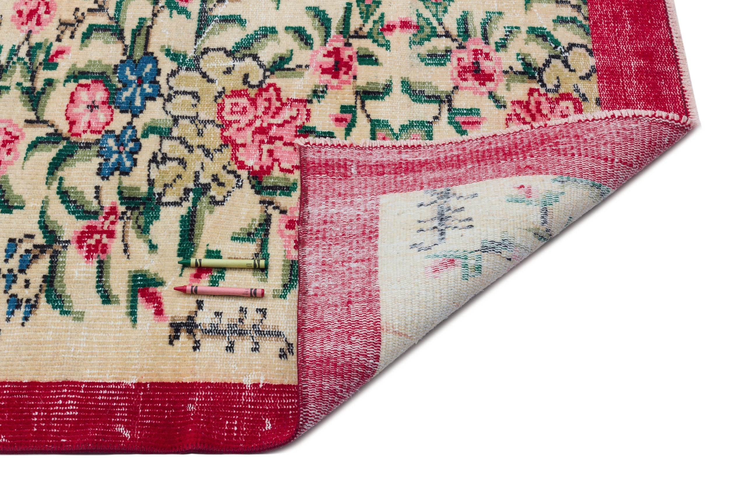Atina Cream Vintage Wool Handmade Area Rug 5'10" x 8'10"