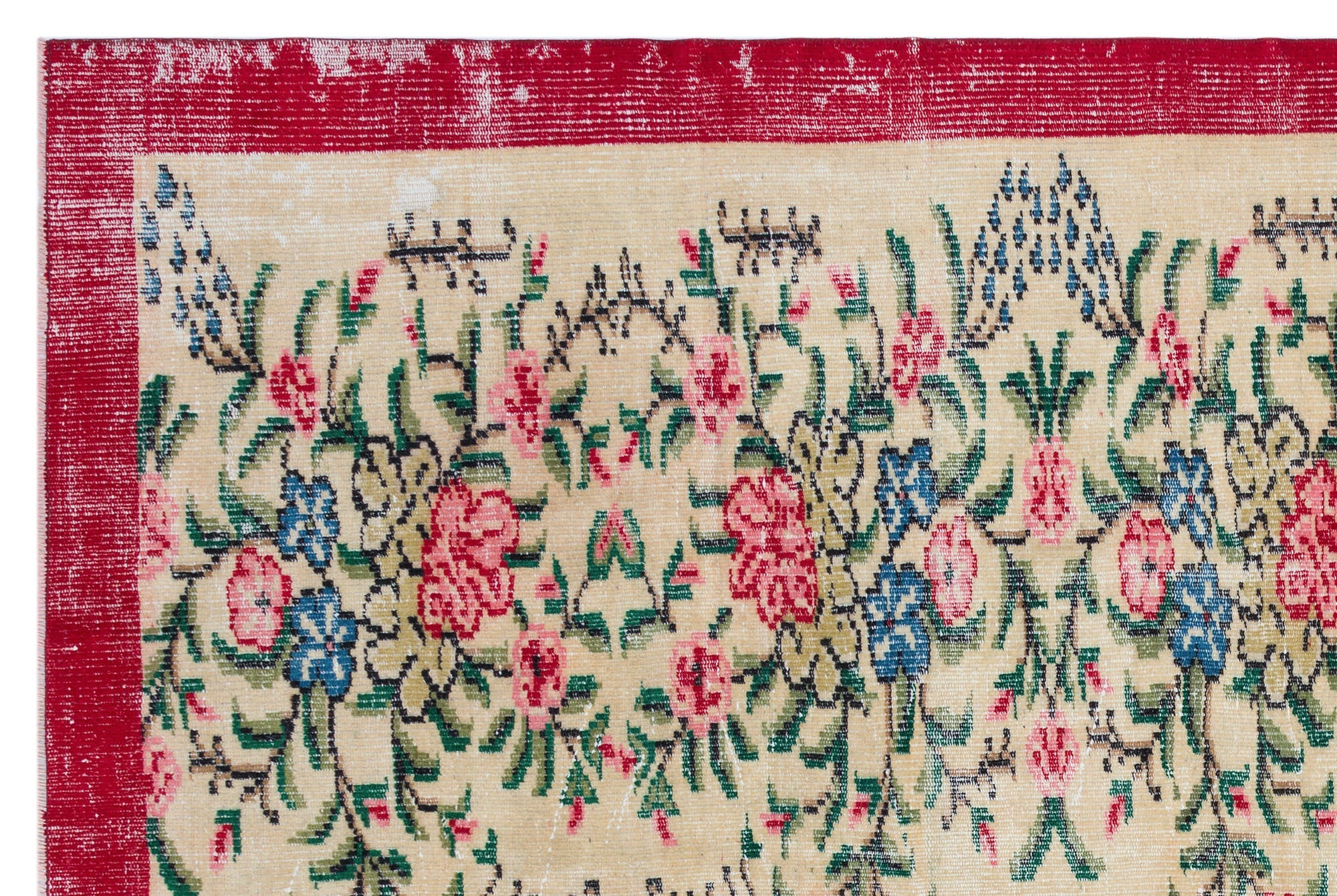Atina Cream Vintage Wool Handmade Area Rug 5'10" x 8'10"