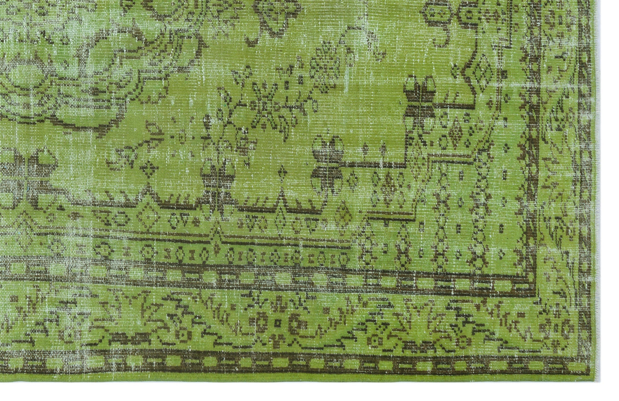 Atina Green Vintage Wool Handmade Area Rug 6'4" x 9'5"
