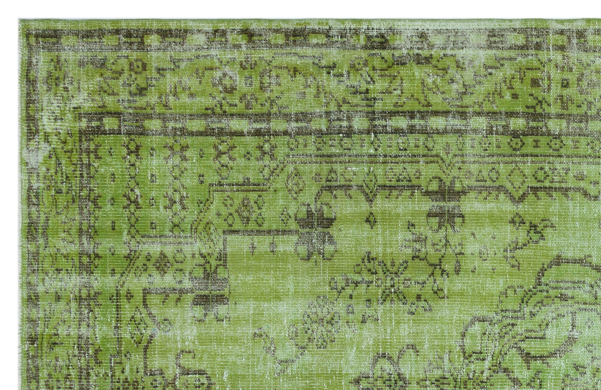 Atina Green Vintage Wool Handmade Area Rug 6'4" x 9'5"
