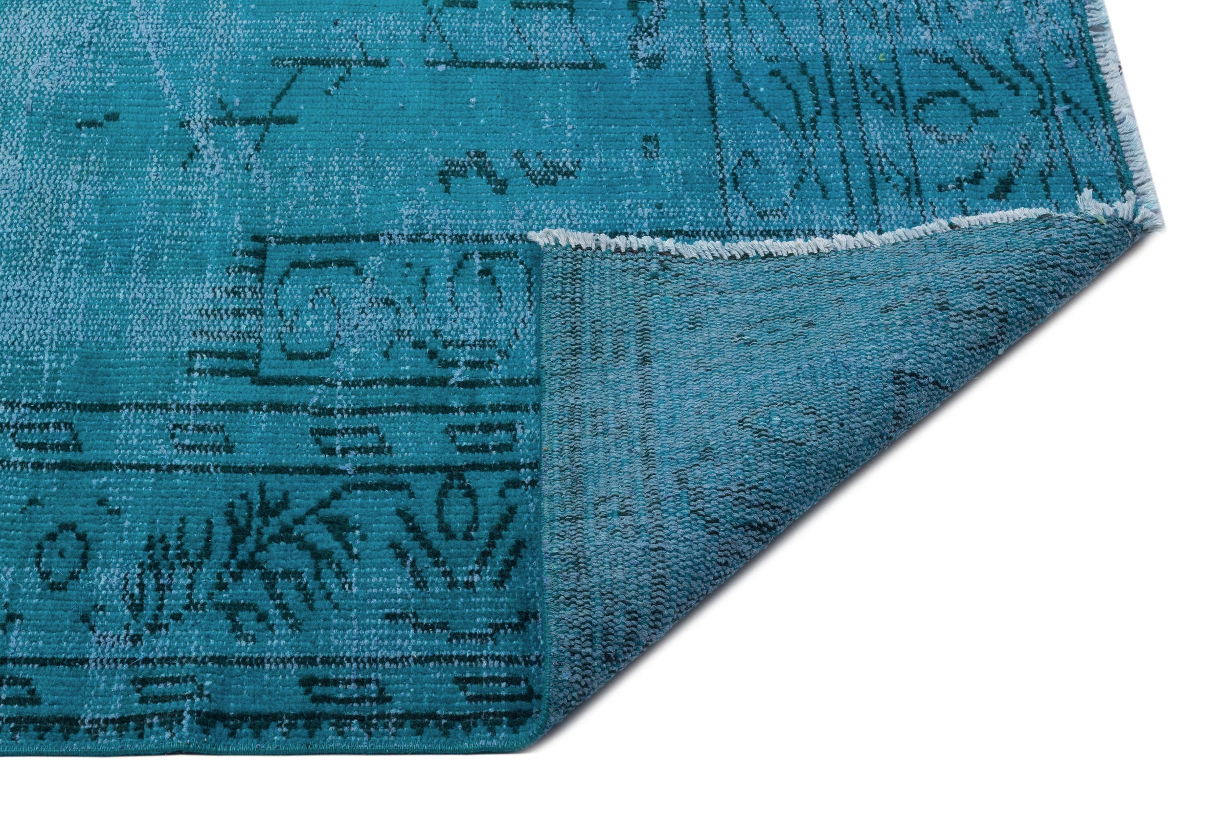 Atina Turquoise Vintage Wool Handmade Area Rug 6'5" x 9'3"