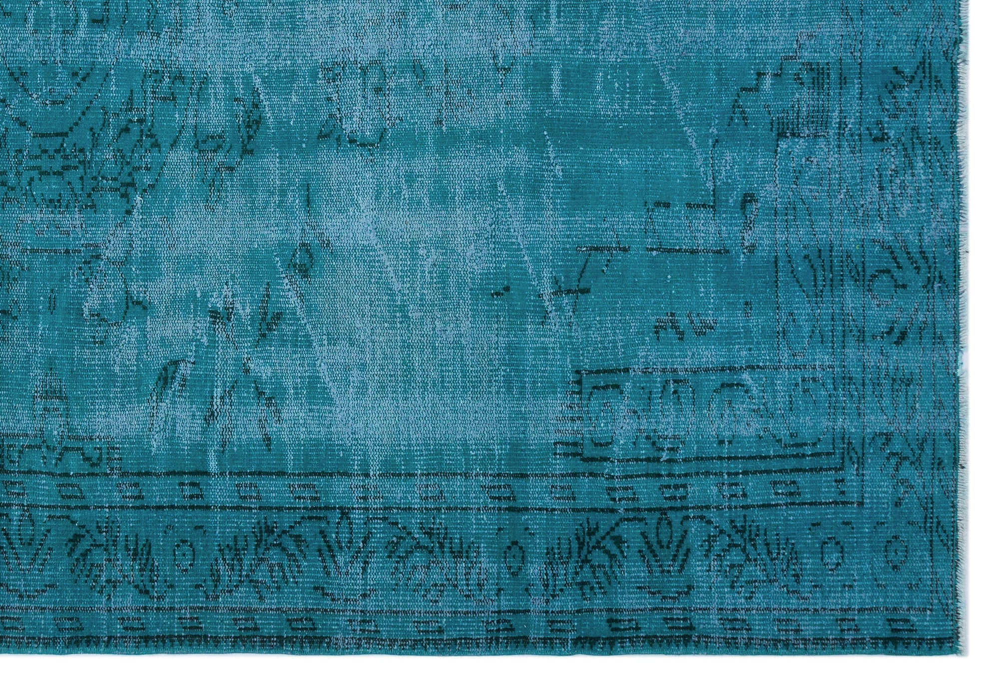 Atina Turquoise Vintage Wool Handmade Area Rug 6'5" x 9'3"