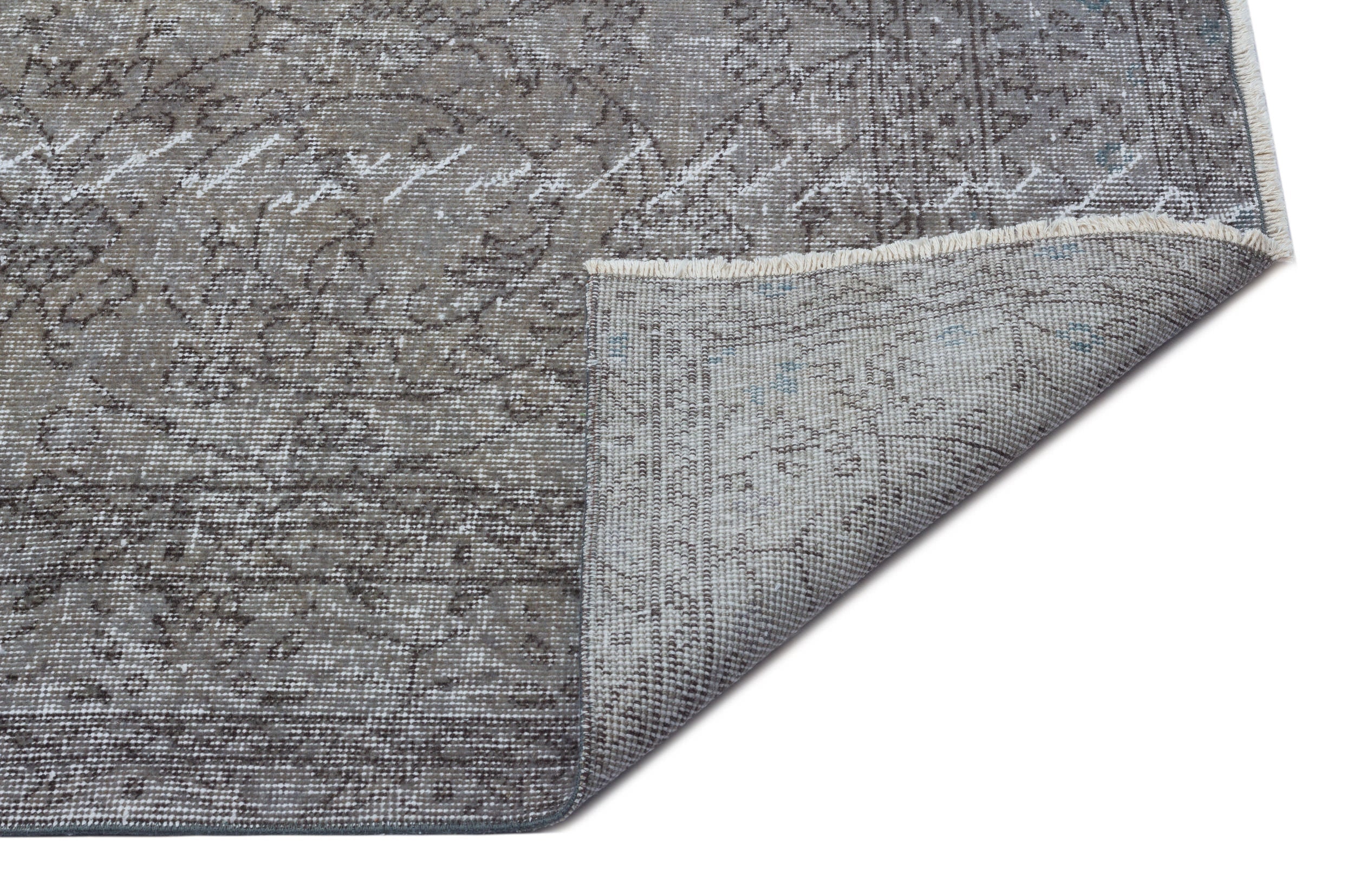 Atina Grey Vintage Wool Handmade Area Rug 6'9" x 10'6"