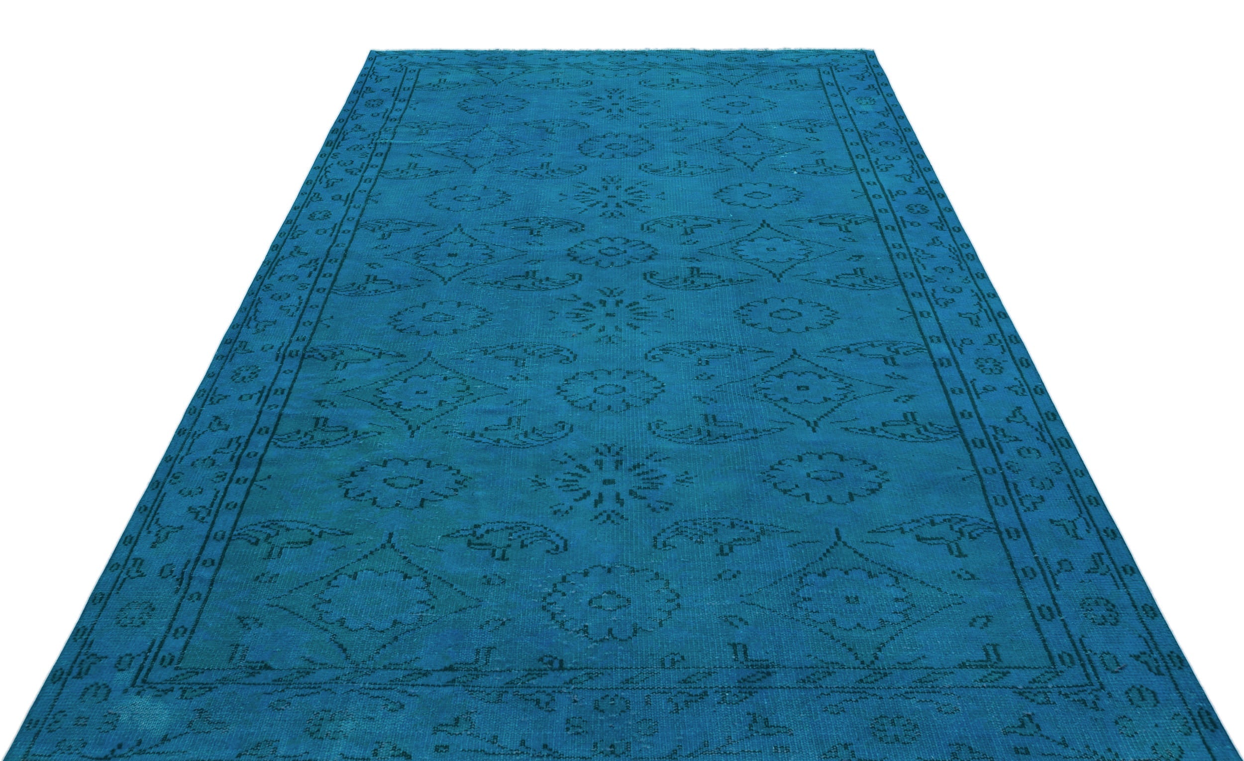 Atina Turquoise Vintage Wool Handmade Area Rug 5'9" x 8'8"