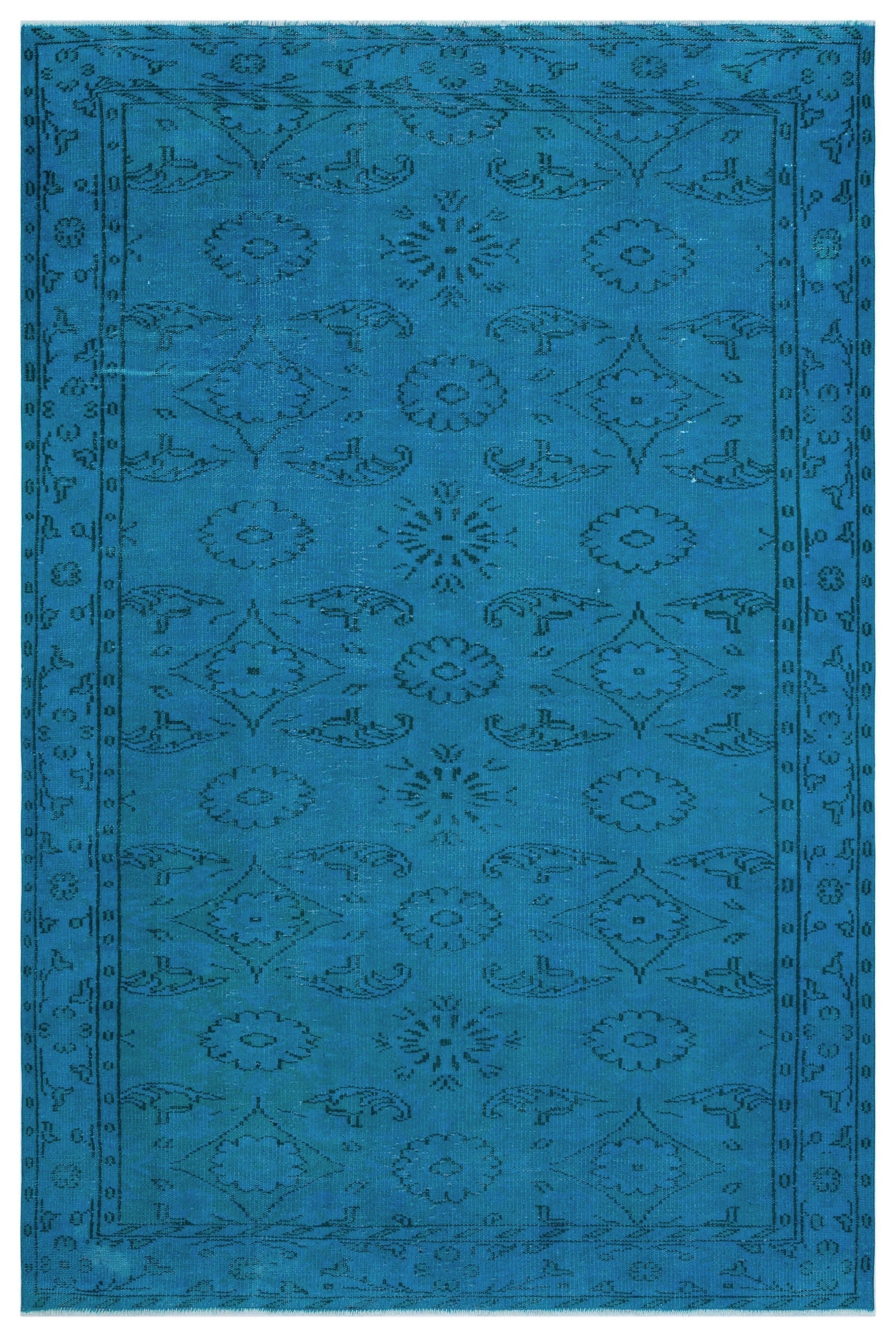 Atina Turquoise Vintage Wool Handmade Area Rug 5'9" x 8'8"