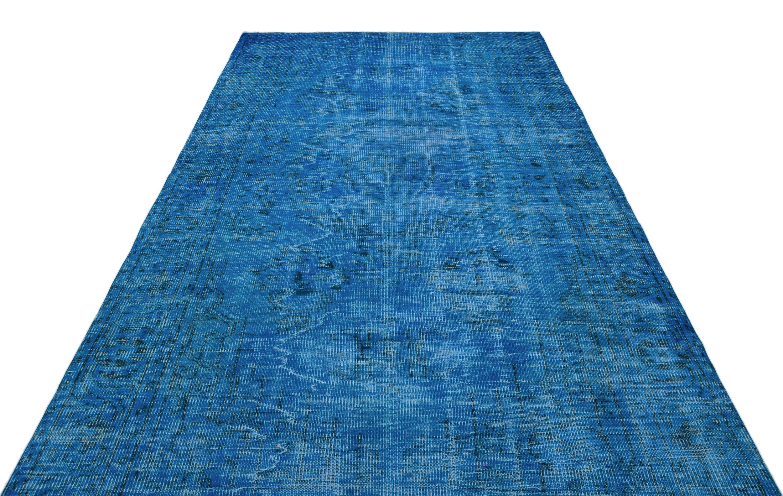 Atina Blue Vintage Wool Handmade Area Rug 5'10" x 10'2"