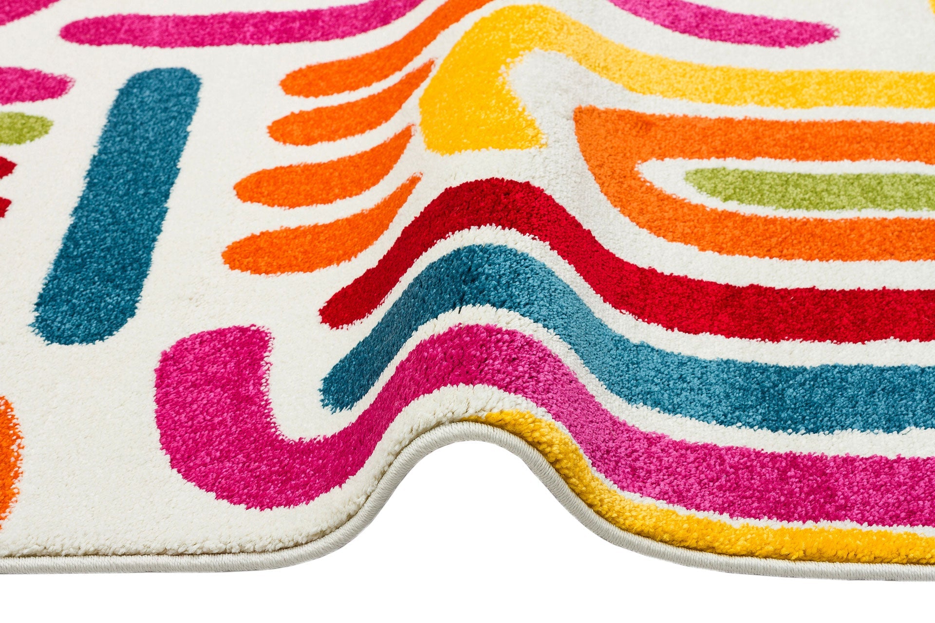 Pink Kids Rug – Geometric Kids Rug with Soft Texture Carpet & Anti Slip Base