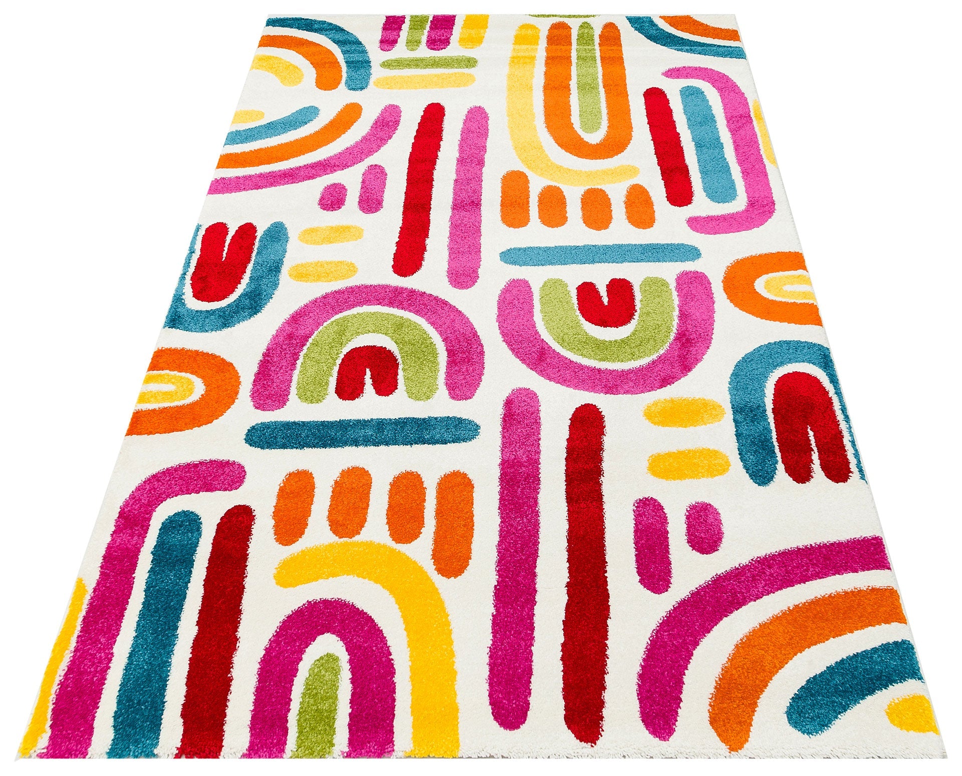 Pink Kids Rug – Geometric Kids Rug with Soft Texture Carpet & Anti Slip Base
