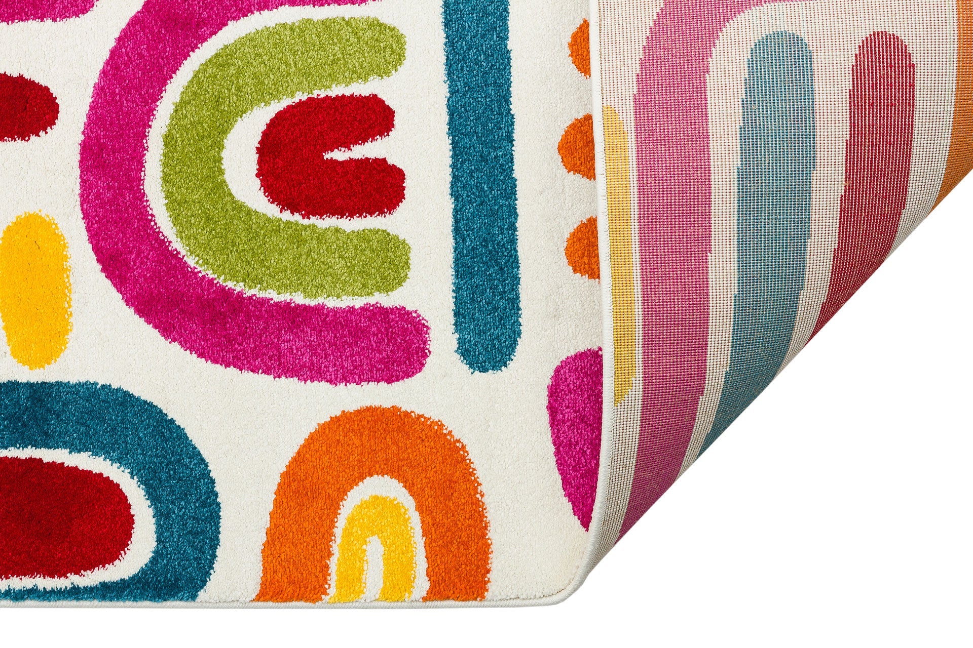 Pink Kids Rug – Geometric Kids Rug with Soft Texture Carpet & Anti Slip Base