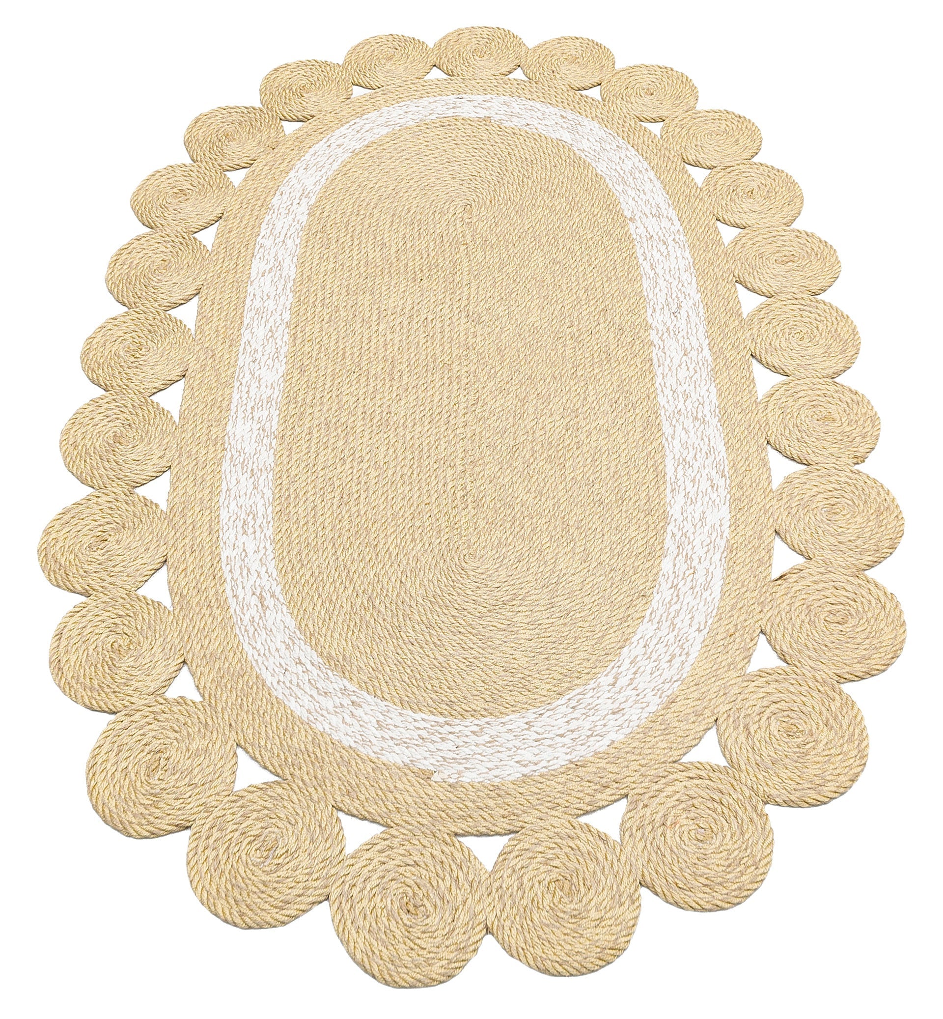 Modern Jute Rug - Beige Oval Knit Rug | Eco Friendly, Dust Free Carpet