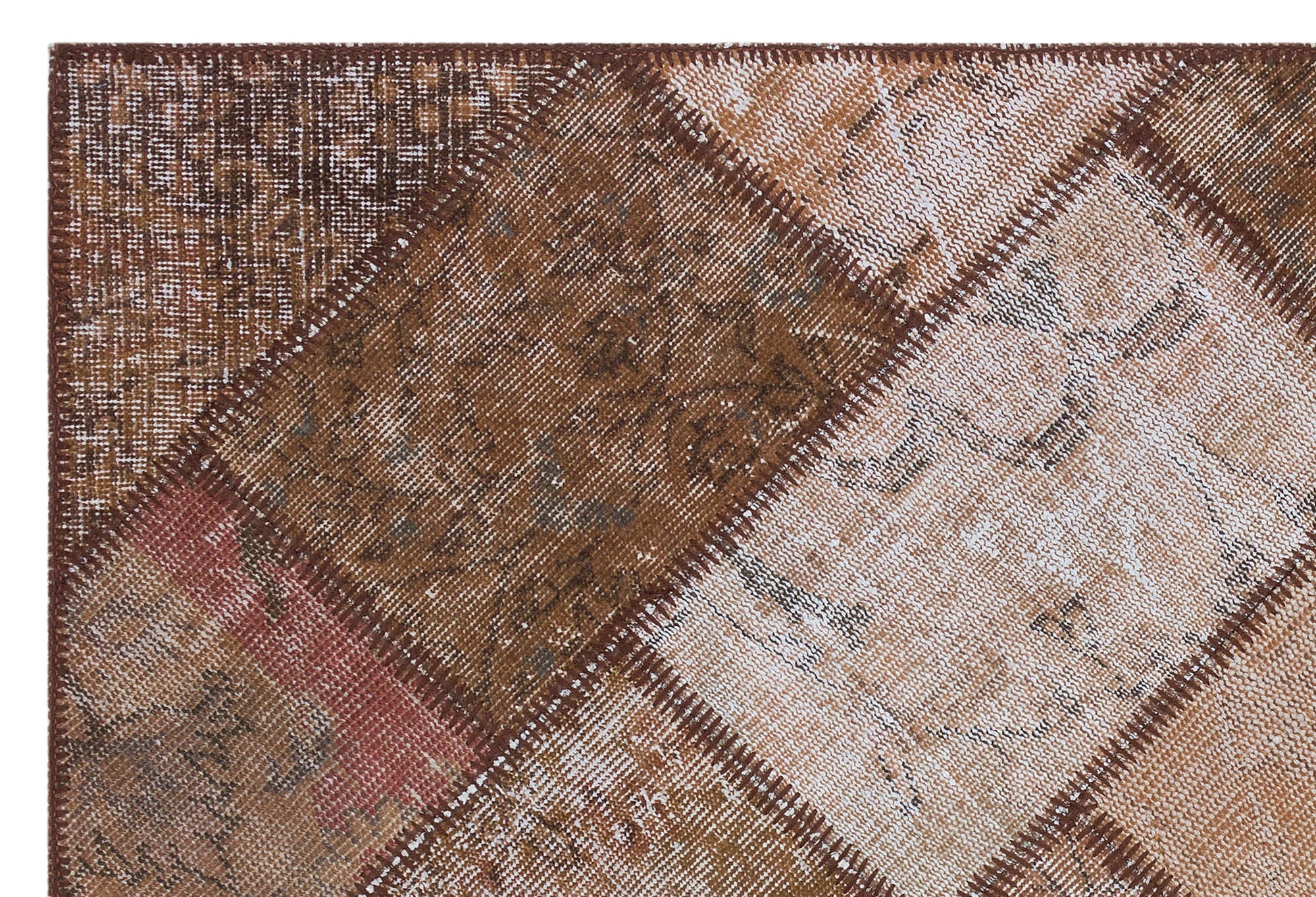 Iskece Brown Vintage Wool Handmade Area Rug 4'0" x 5'11"