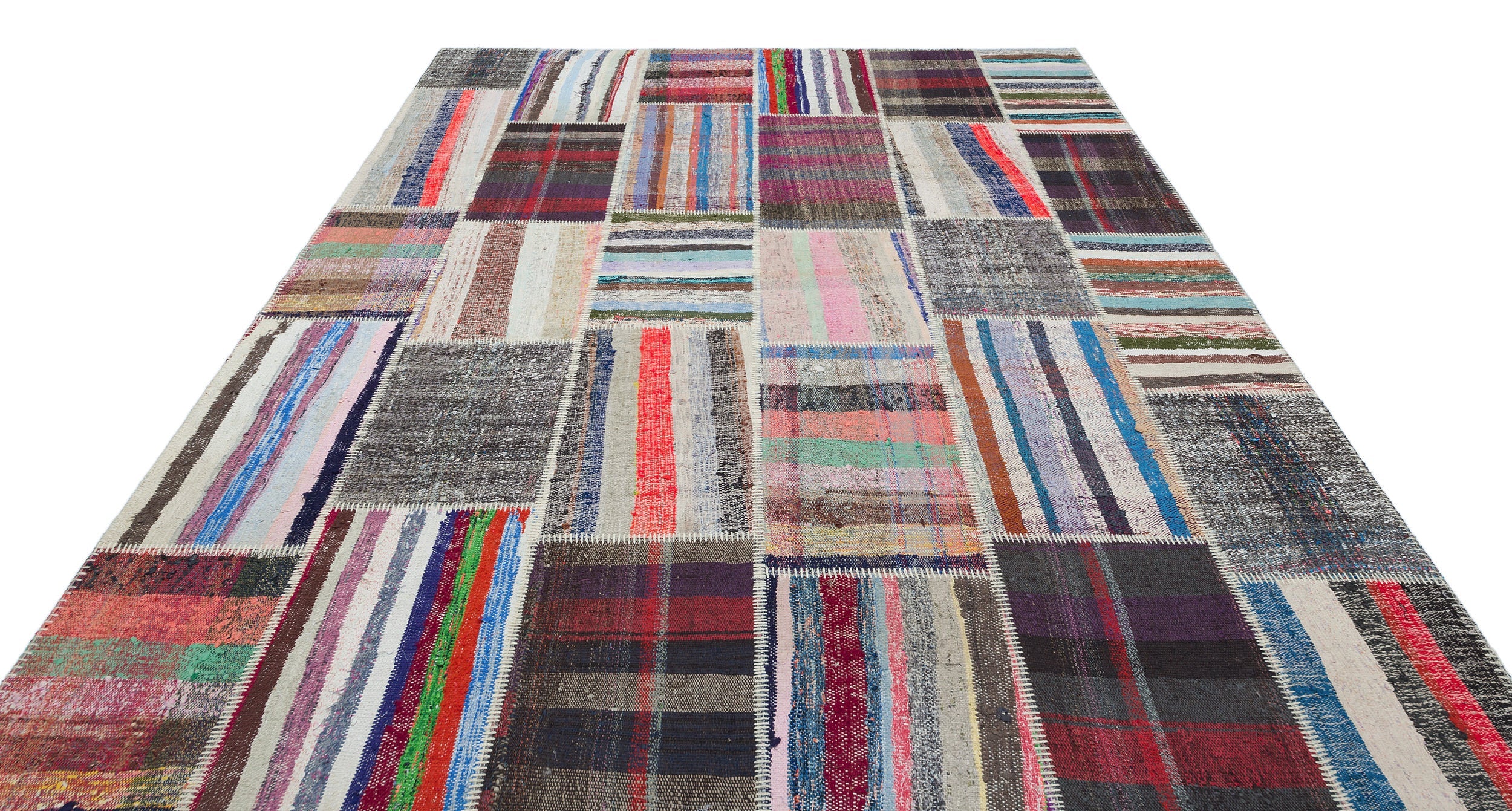 Teselya Beige Striped Wool Handmade Area Rug 9'1" x 12'0"