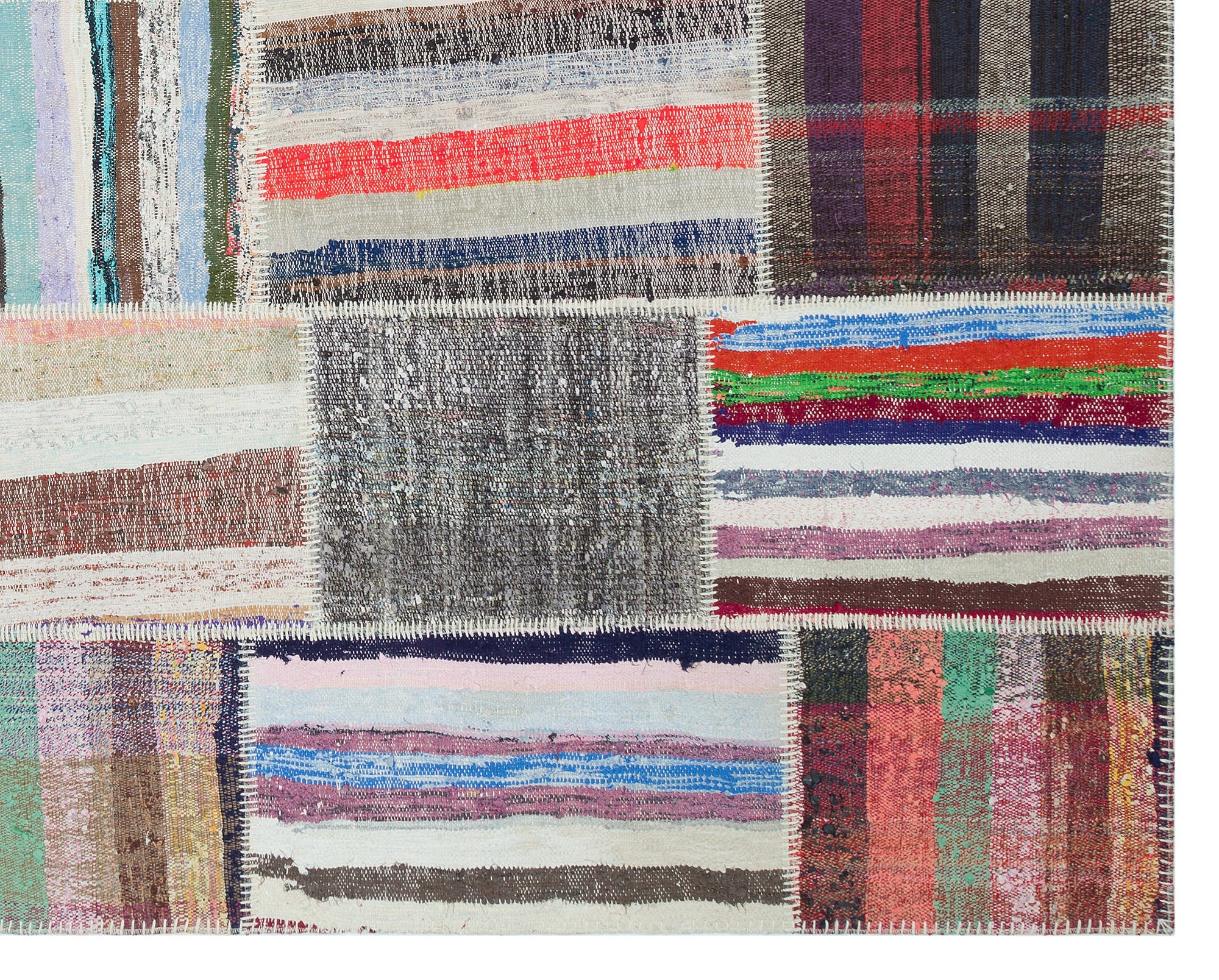 Teselya Beige Striped Wool Handmade Area Rug 9'1" x 12'0"