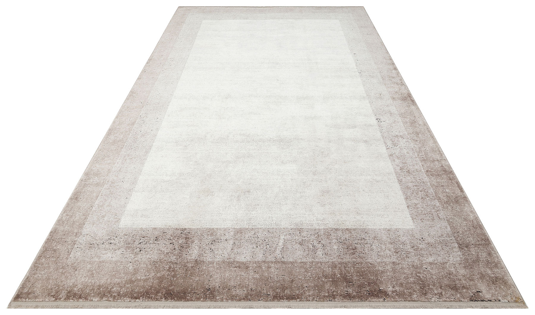 Machine Made Area Rug - Beige Bordered Flatweave Carpet for Living Room