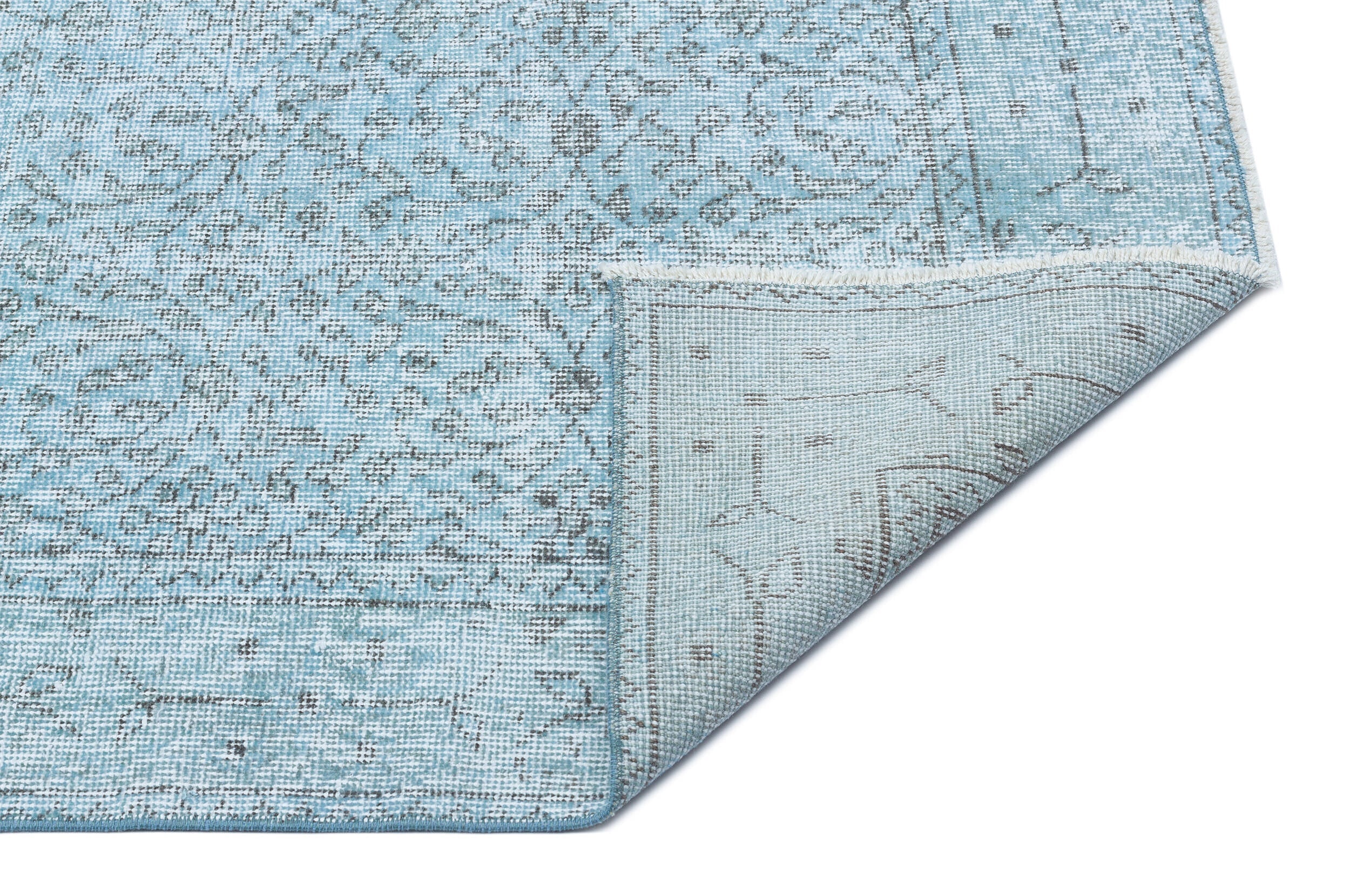 Atina Blue Vintage Wool Handmade Area Rug 5'5" x 9'5"