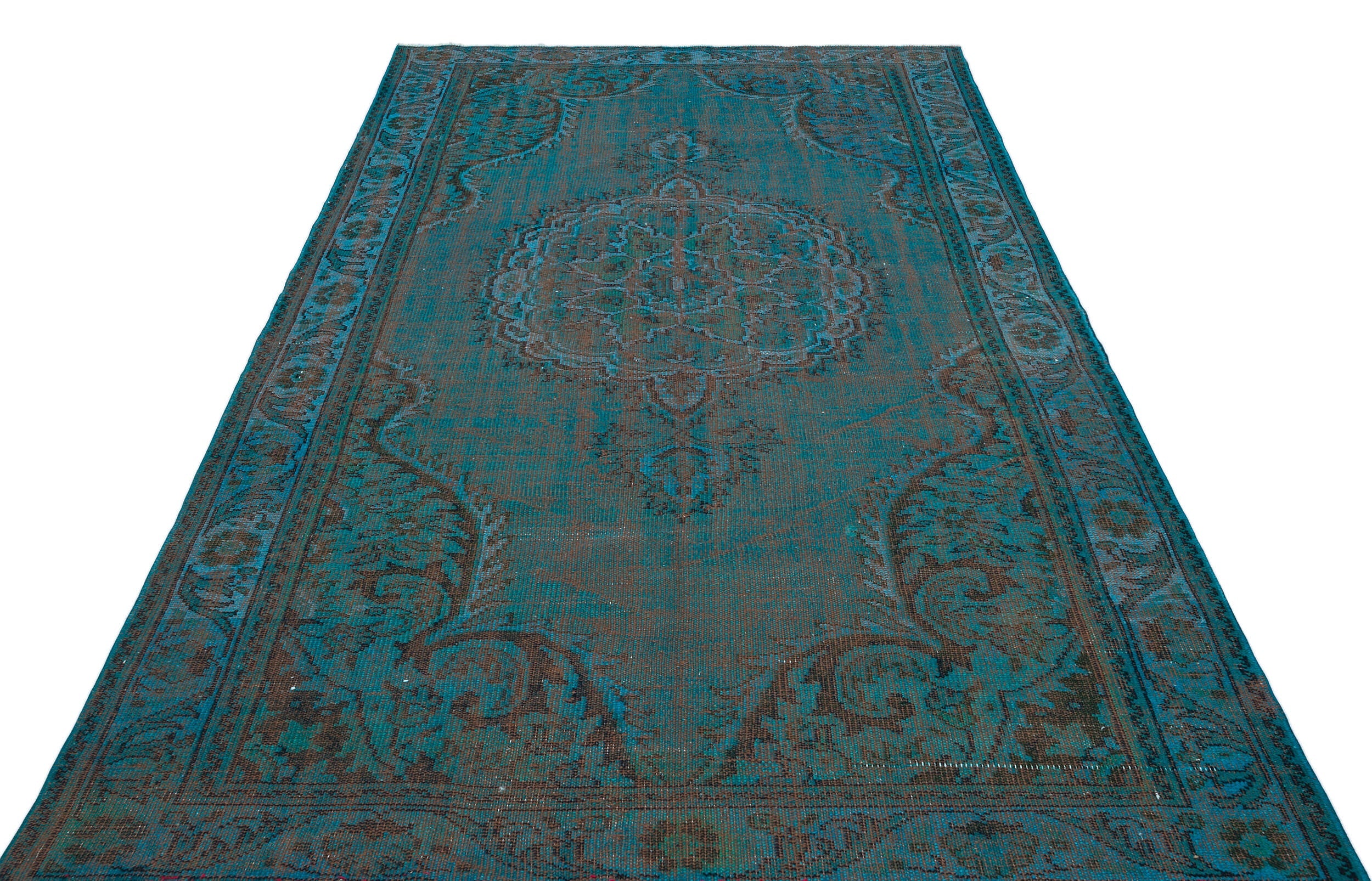 Atina Turquoise Vintage Wool Handmade Area Rug 5'10" x 9'8"