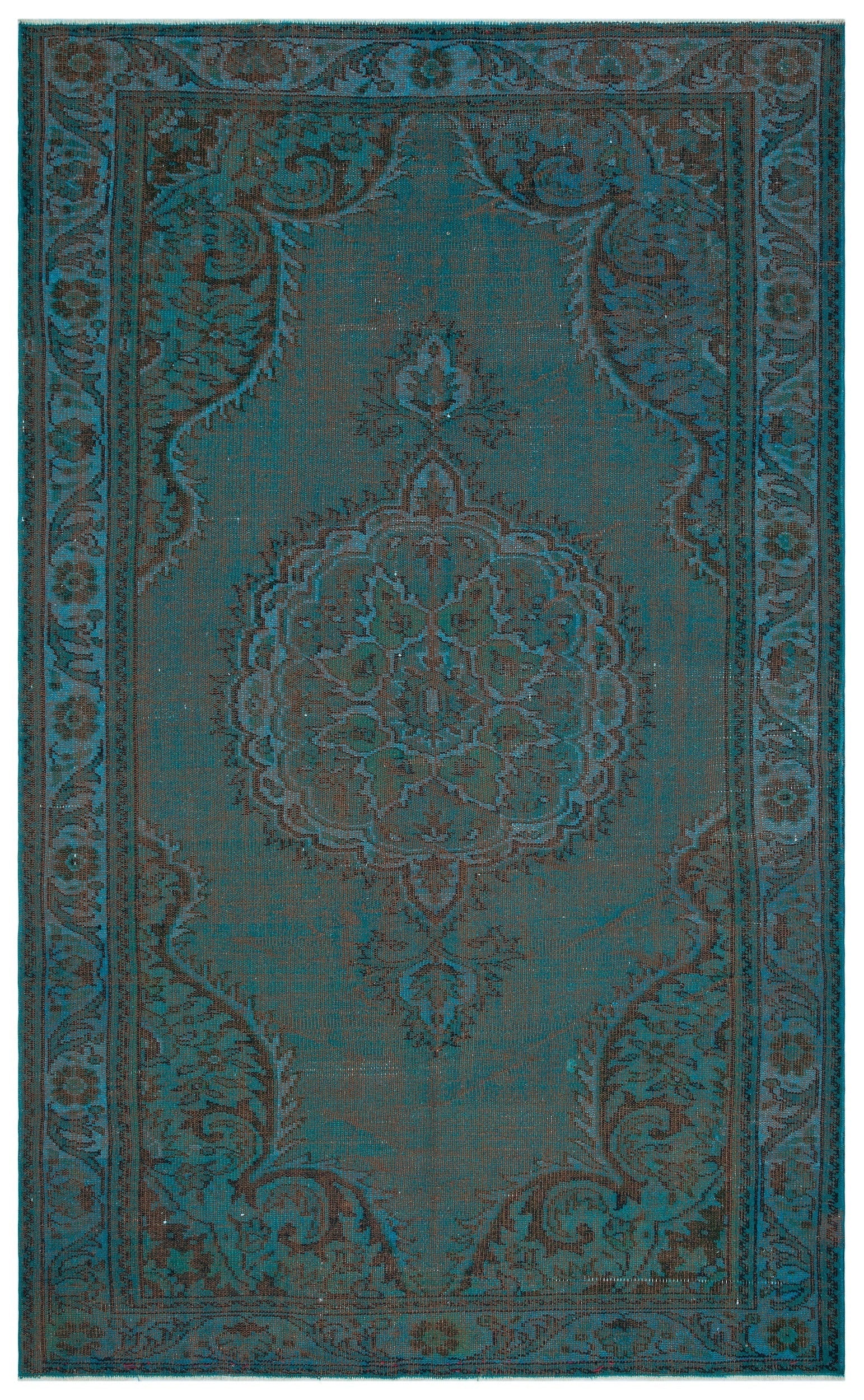 Atina Turquoise Vintage Wool Handmade Area Rug 5'10" x 9'8"
