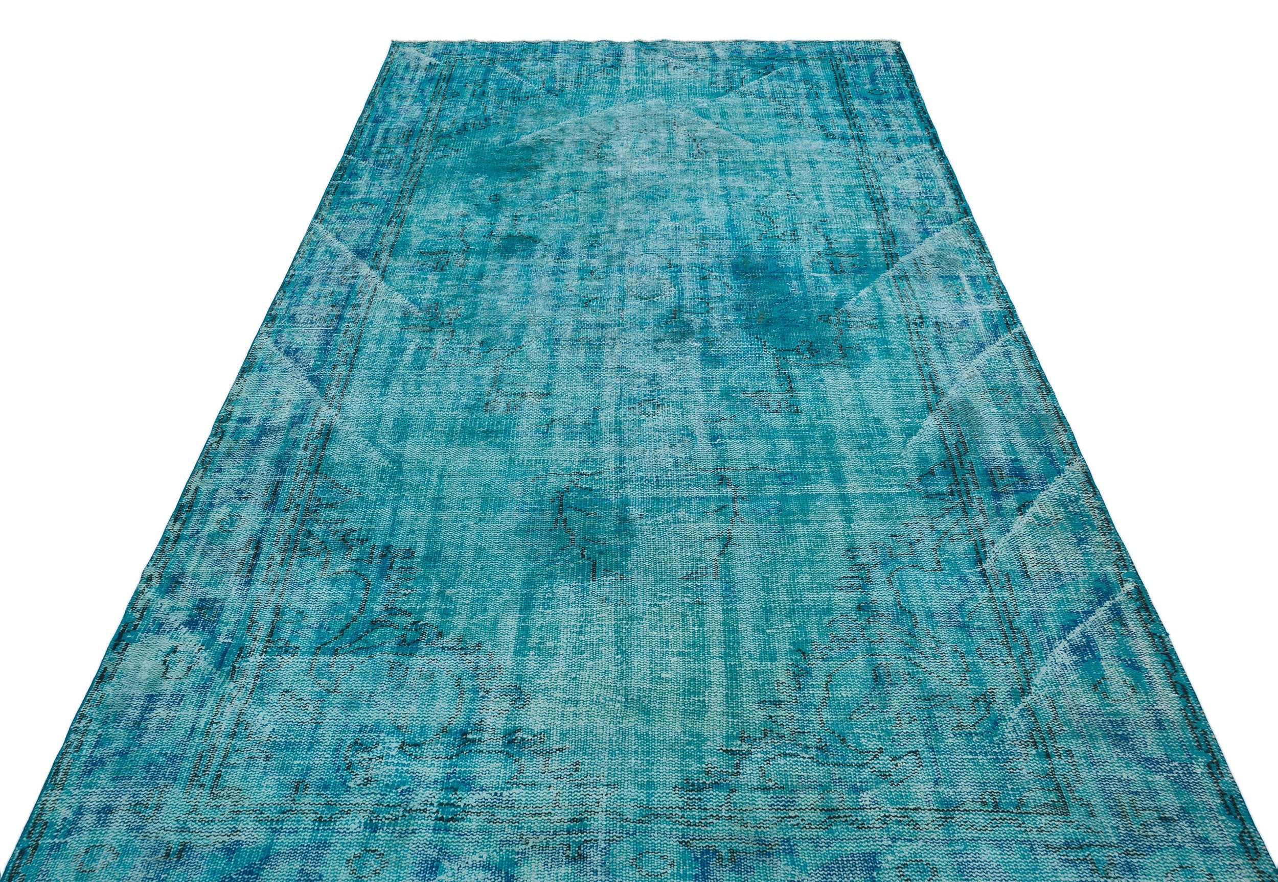 Atina Turquoise Vintage Wool Handmade Area Rug 5'8" x 9'7"