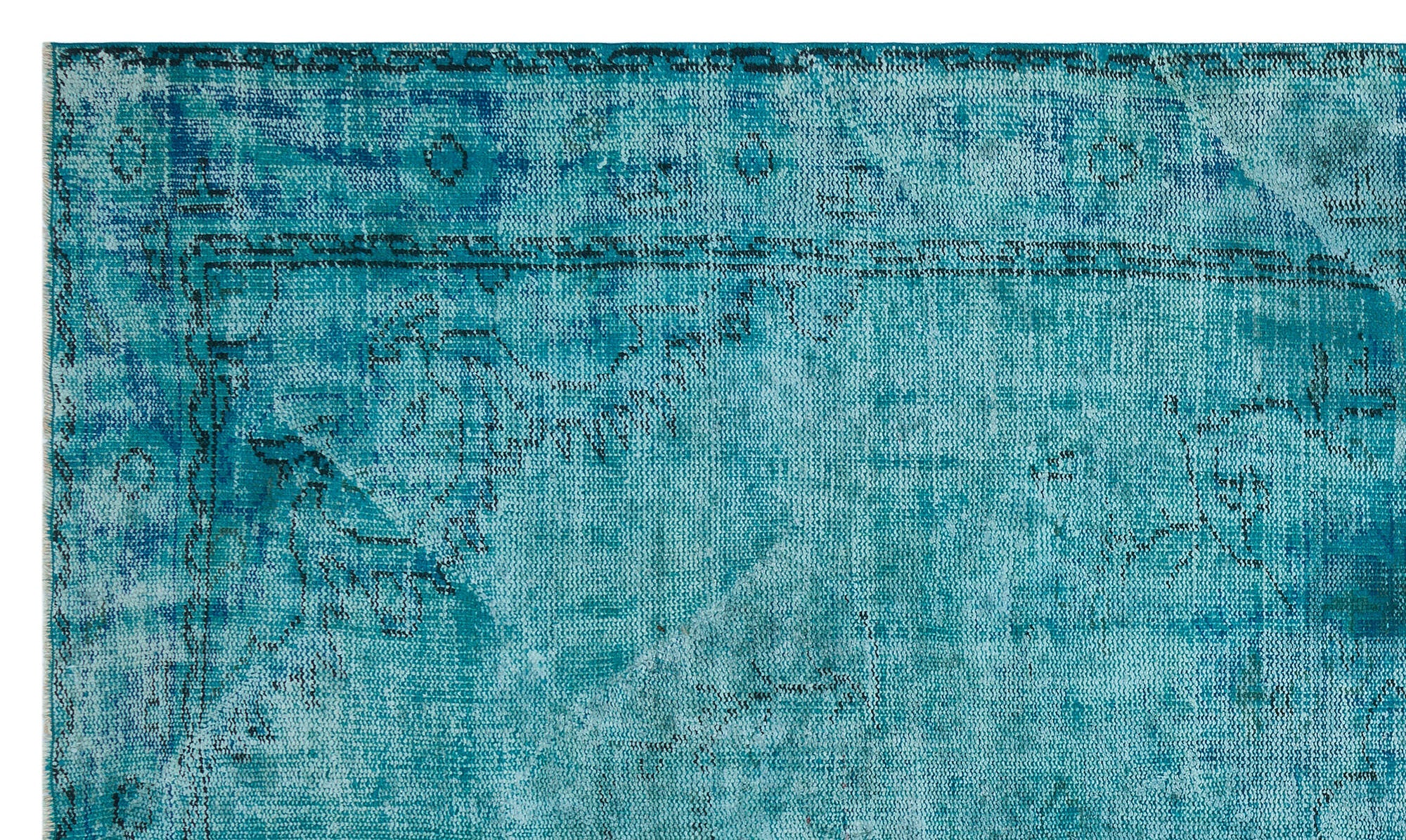 Atina Turquoise Vintage Wool Handmade Area Rug 5'8" x 9'7"